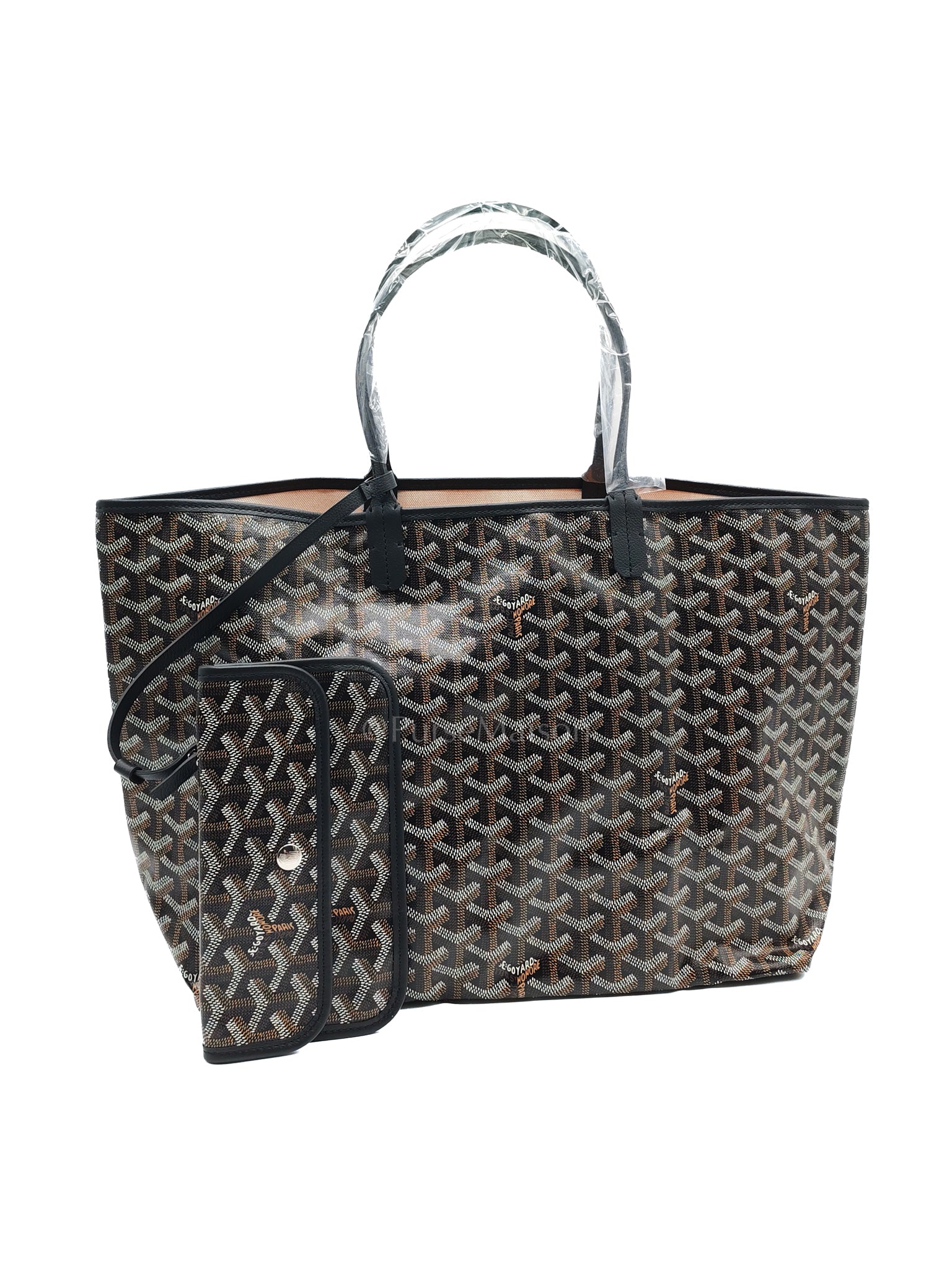 Saint Louis PM with Croc Universel Clip Charm in Noir/Black Goyardine Canvas | Purse Maison Luxury Bags Shop