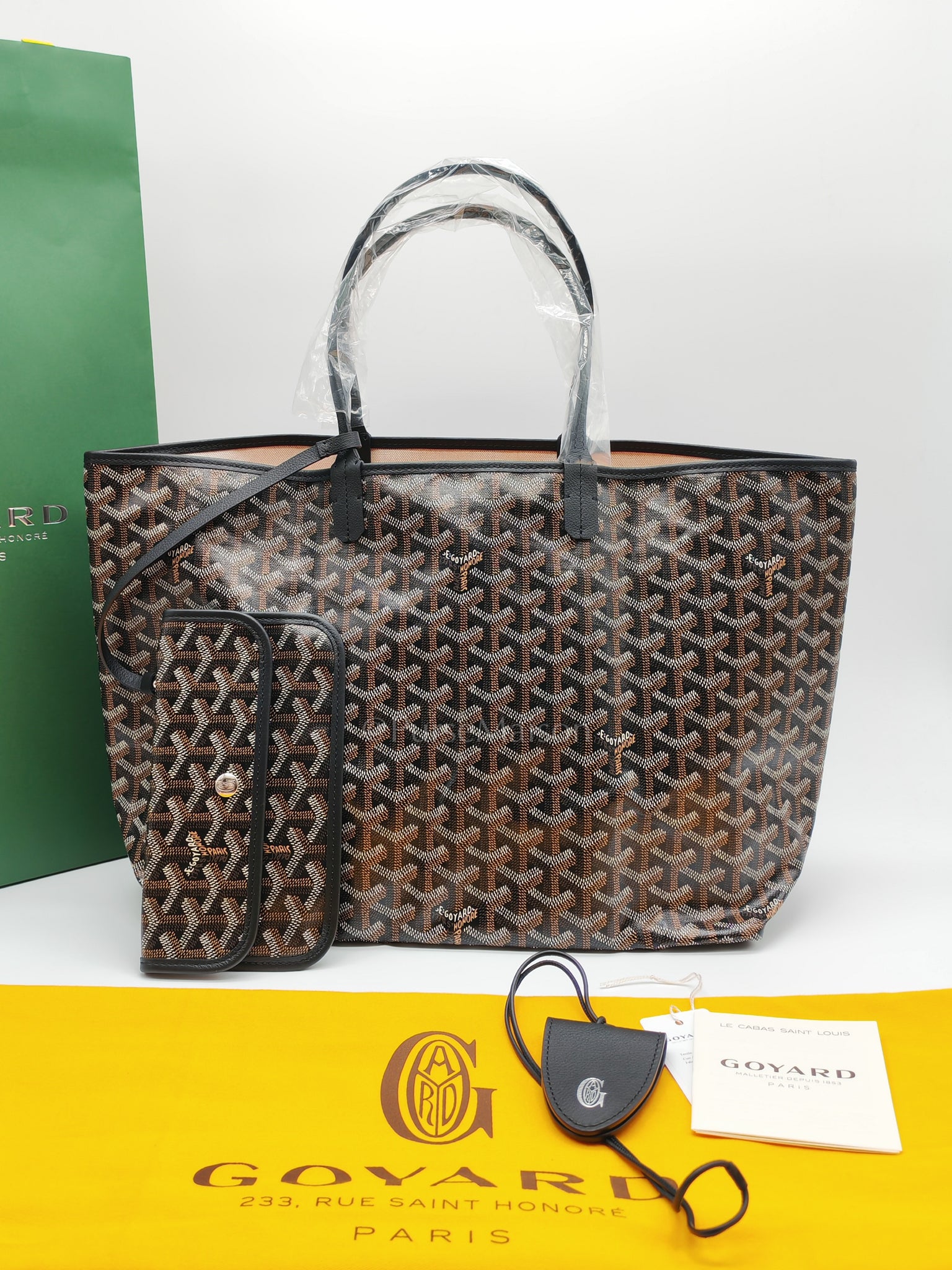 Saint Louis PM with Croc Universel Clip Charm in Noir/Black Goyardine Canvas | Purse Maison Luxury Bags Shop