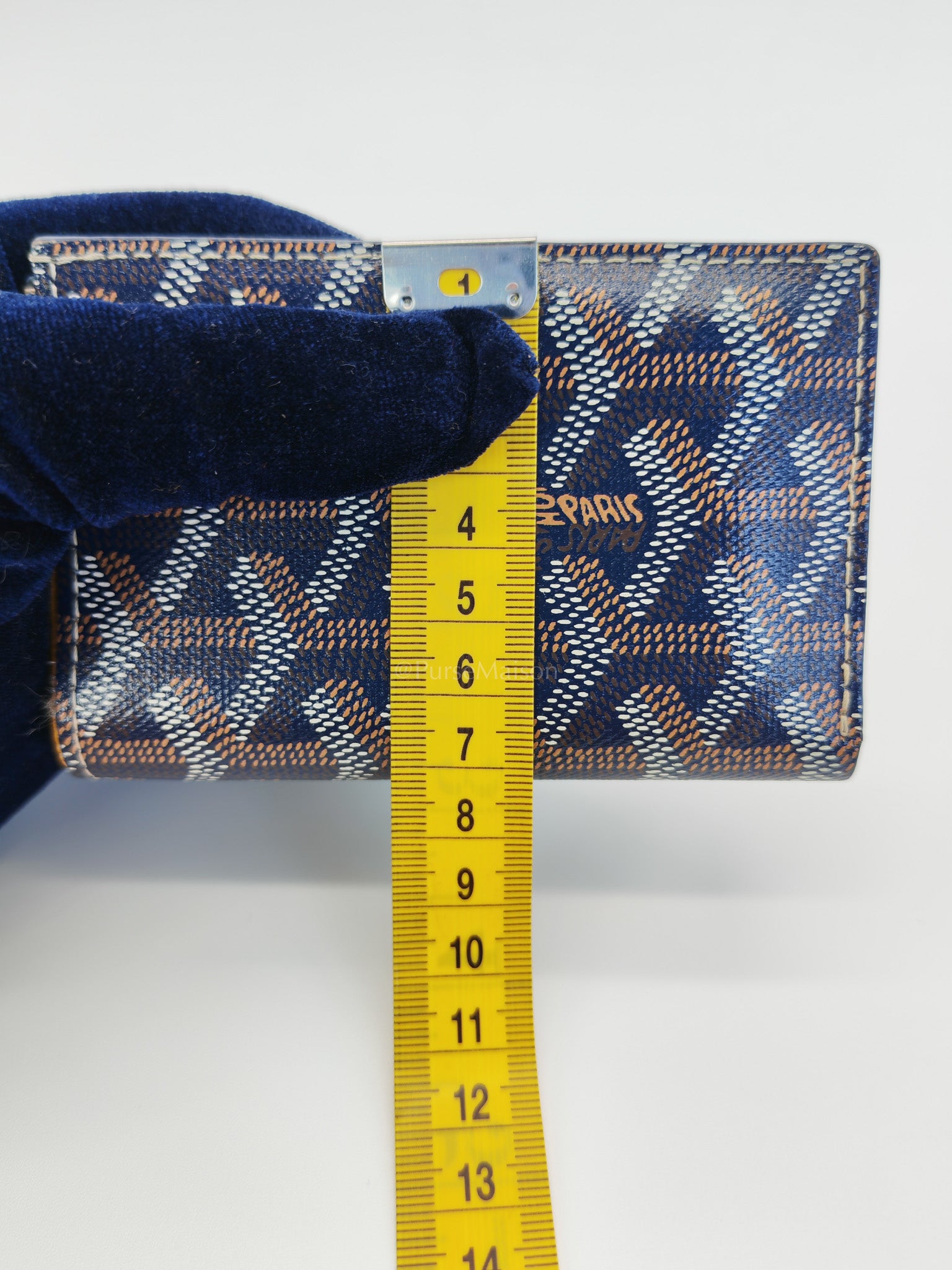 Saint Pierre Bifold Card Holder in Bleu Marine Goyardine Canvas | Purse Maison Luxury Bags Shop