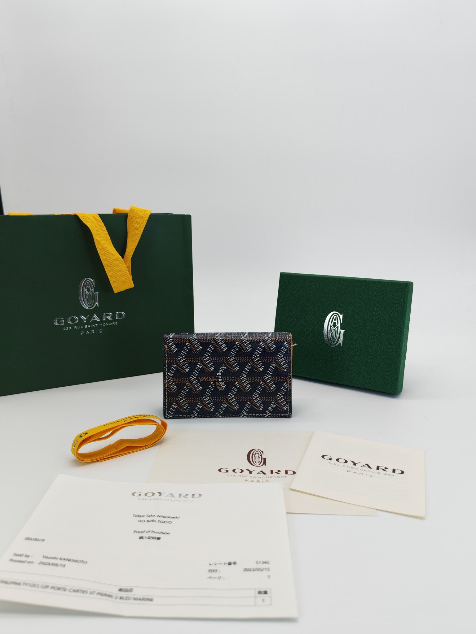 Saint Pierre Bifold Card Holder in Bleu Marine Goyardine Canvas | Purse Maison Luxury Bags Shop