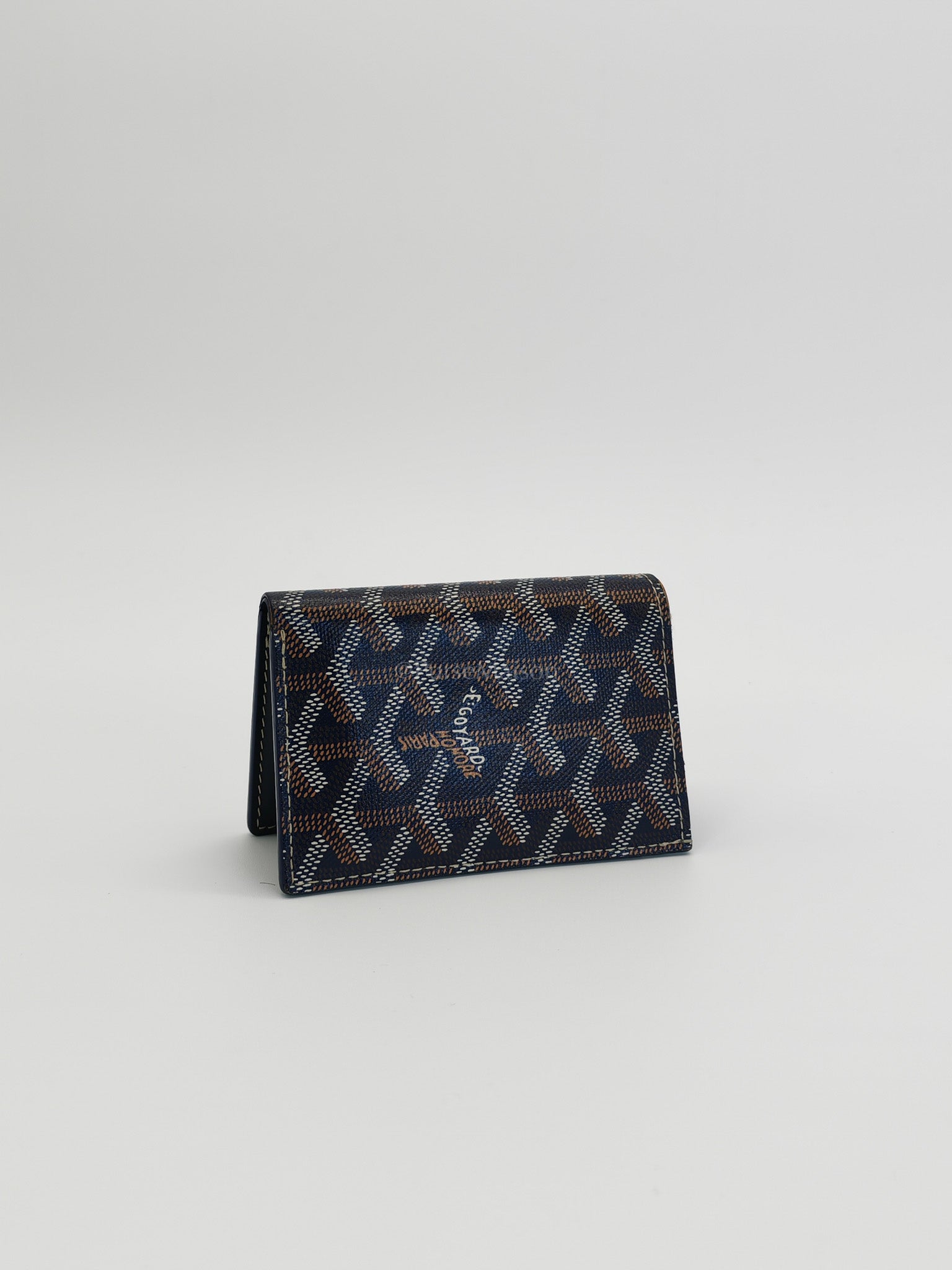 Saint Pierre Bifold Card Holder in Bleu Marine Goyardine Canvas | Purse Maison Luxury Bags Shop