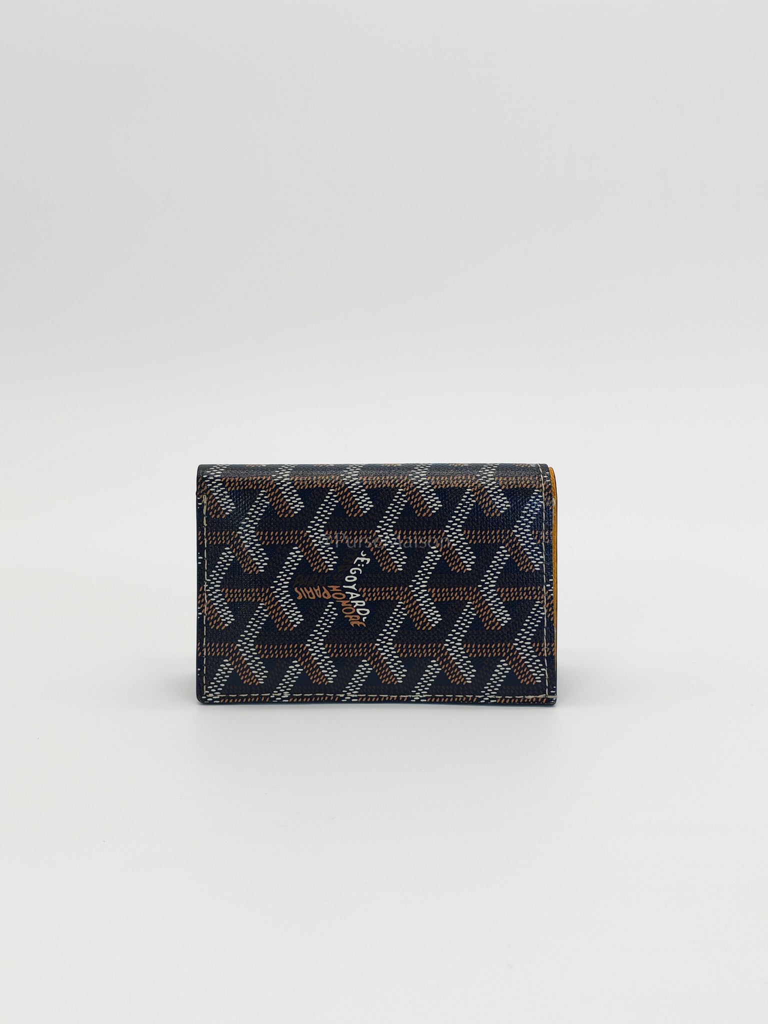 Saint Pierre Bifold Card Holder in Bleu Marine Goyardine Canvas | Purse Maison Luxury Bags Shop