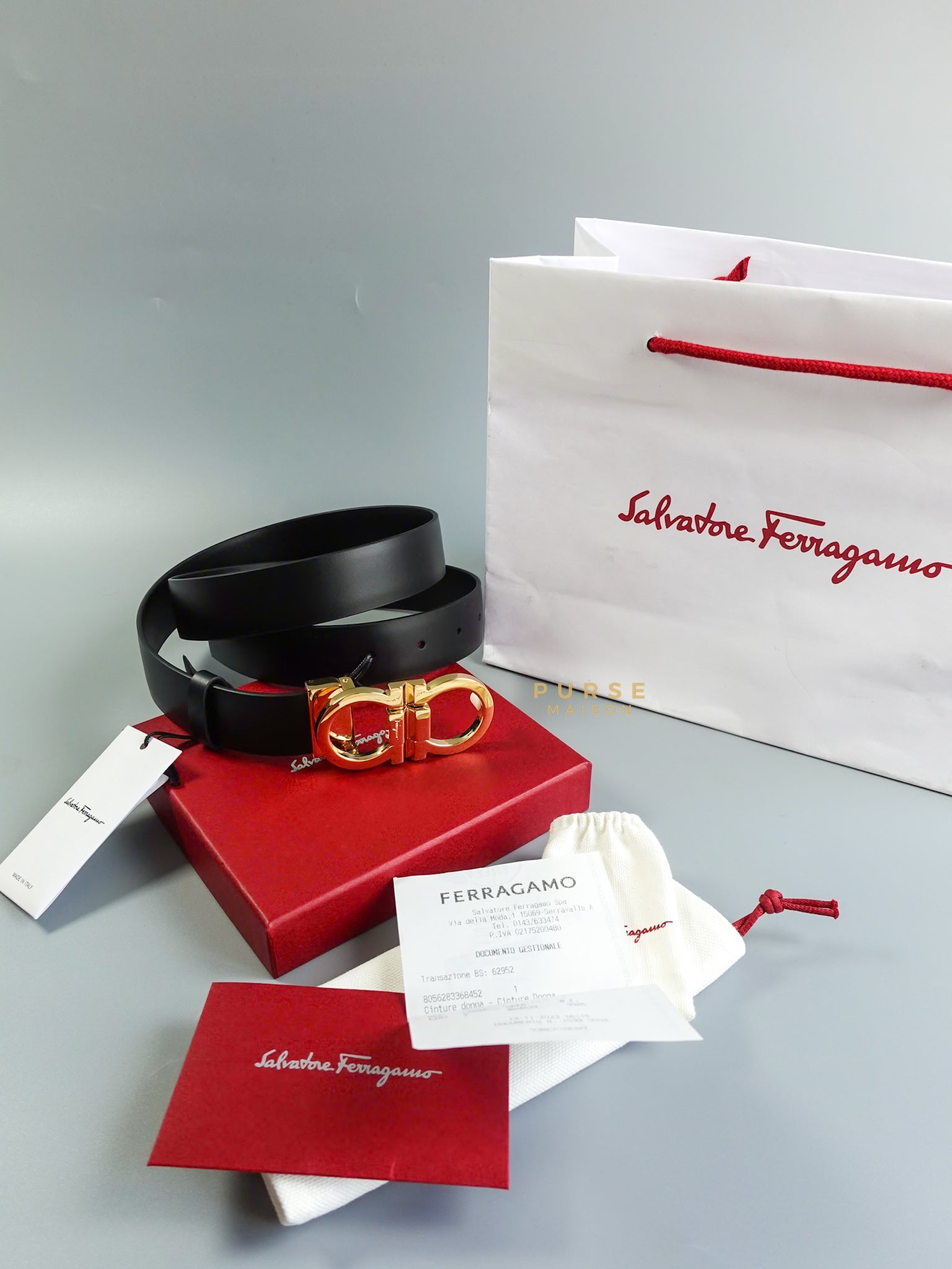 Salvatore Ferragamo Double Gancini Belt Size 95cm | Purse Maison Luxury Bags Shop