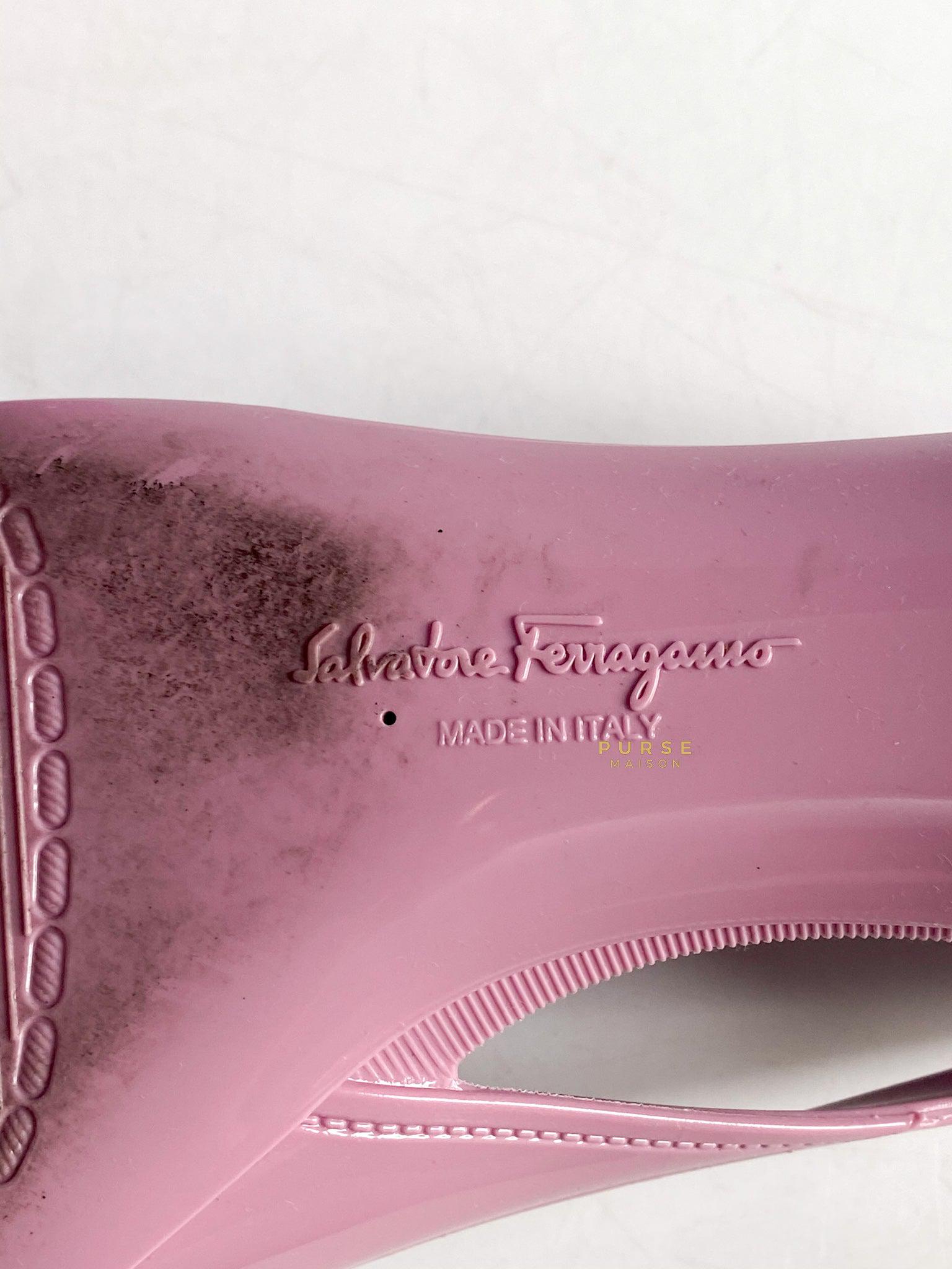 Salvatore Ferragamo Vara Jelly Shoes 3.0cm (Dark pink) Size 7 US (25cm)