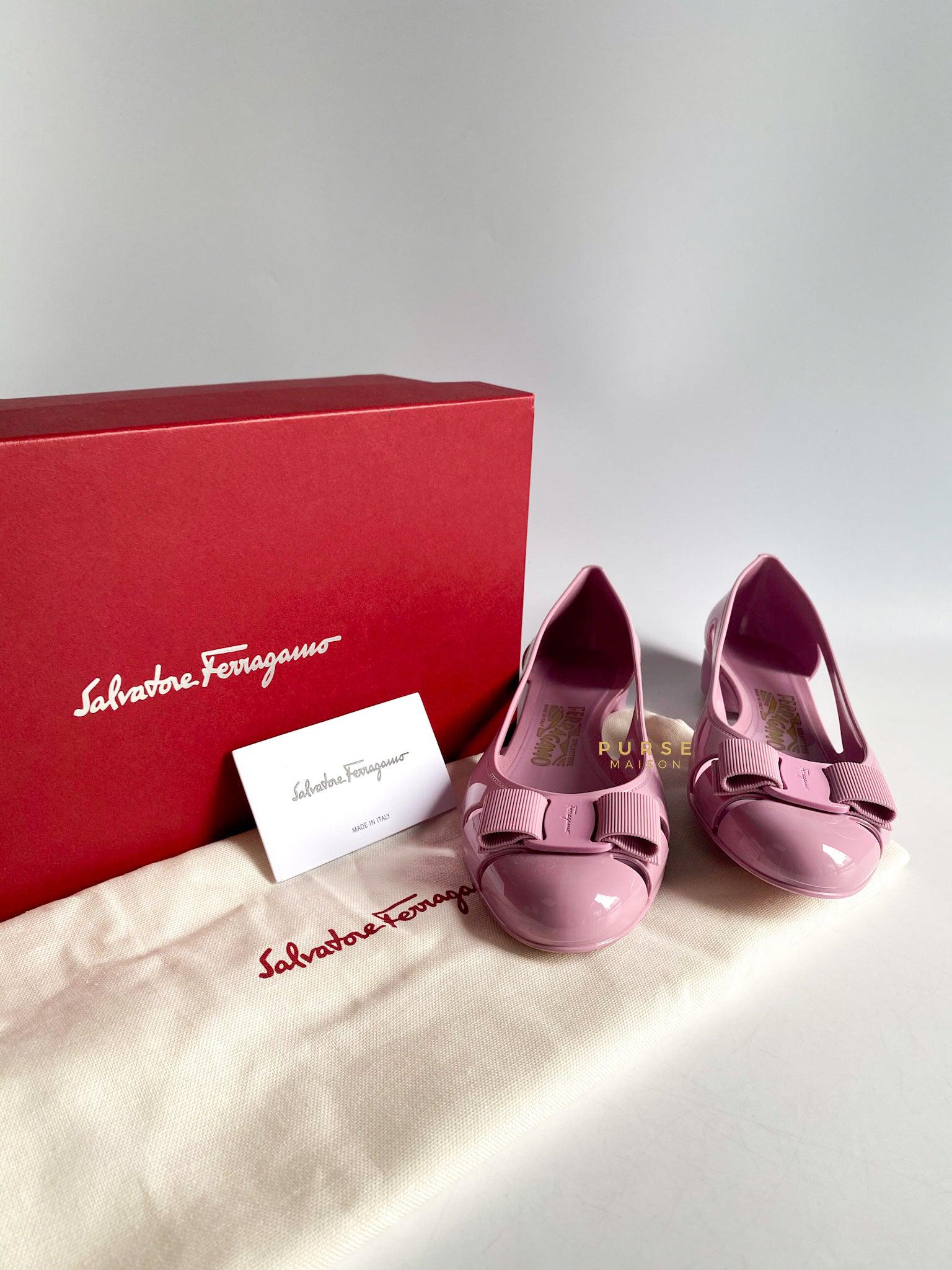 Salvatore Ferragamo Vara Jelly Shoes 3.0cm (Dark pink) Size 7 US (25cm)