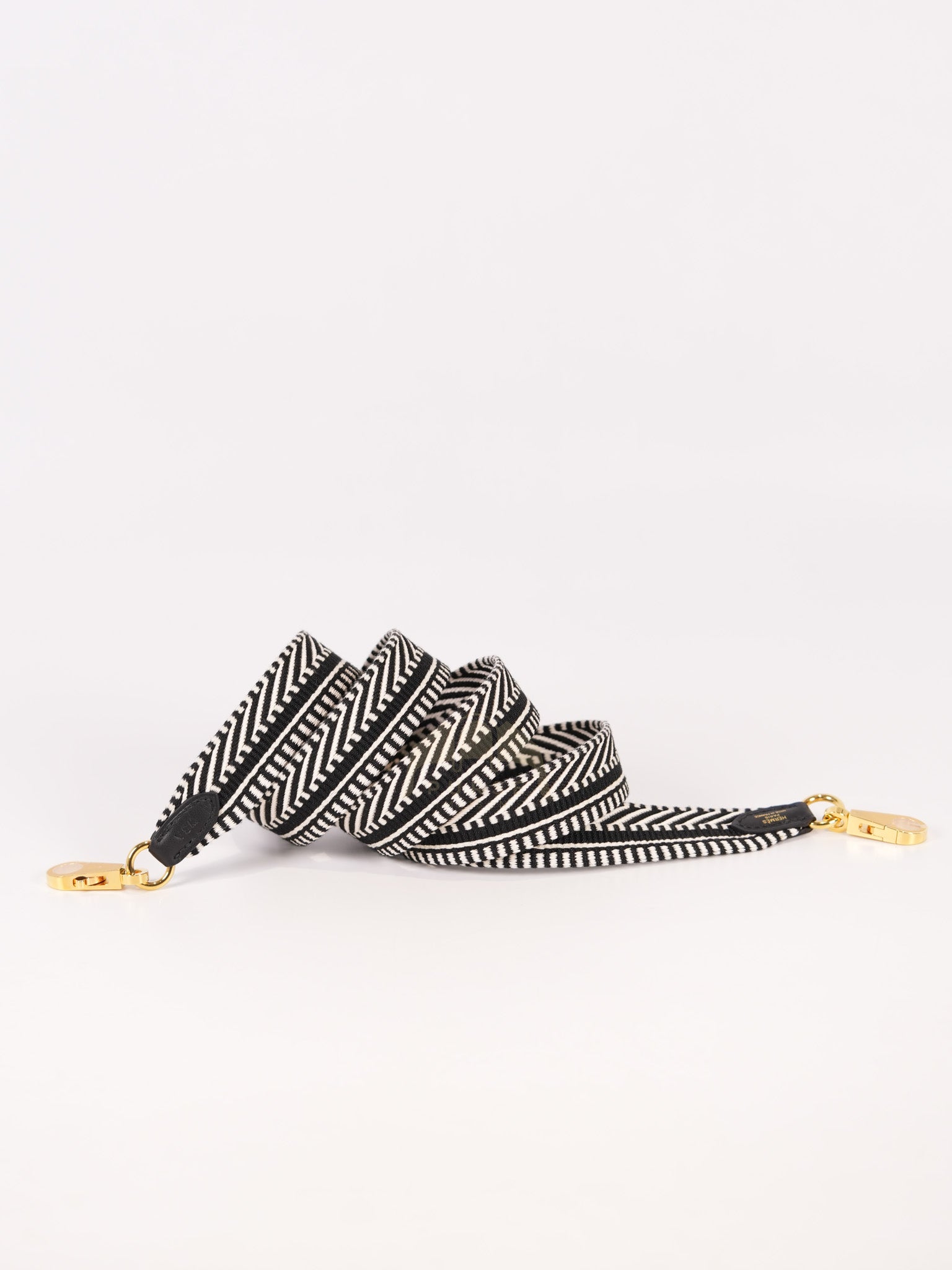 Sangle Cavale Bag Strap in Black/White Pattern and Gold Hardware (44.5inches) | Purse Maison Luxury Bags Shop