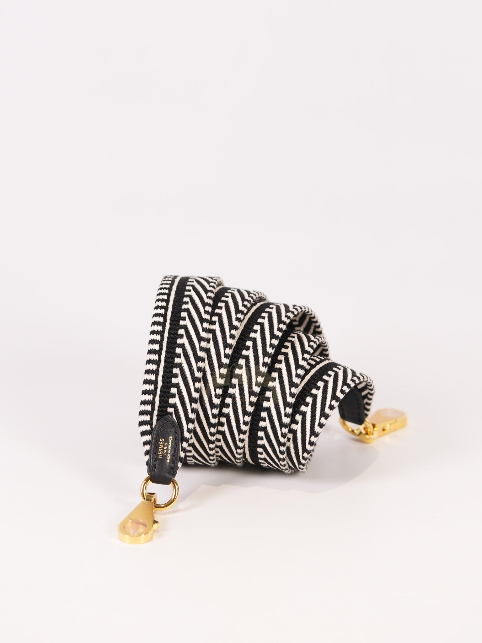 Sangle Cavale Bag Strap in Black/White Pattern and Gold Hardware (44.5inches) | Purse Maison Luxury Bags Shop