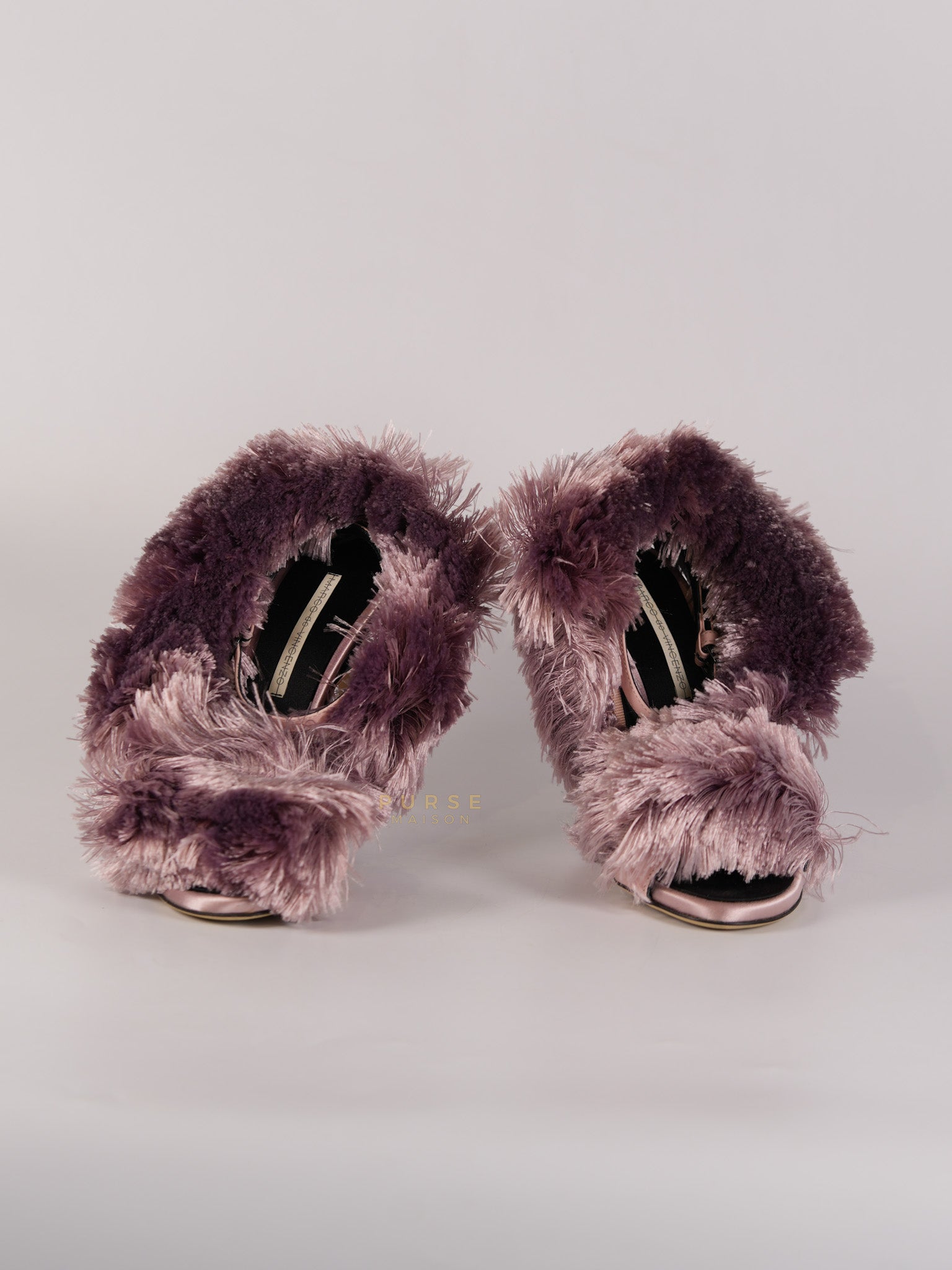 Satin Furr in Pink Fringed Slingback Heels Size 35 Eu (22 cm) | Purse Maison Luxury Bags Shop