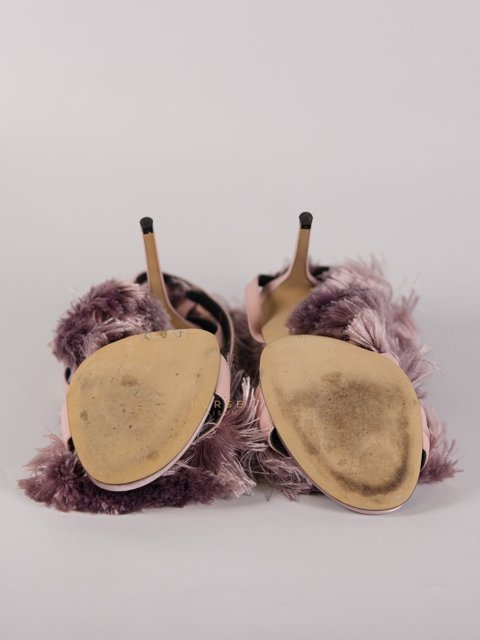 Satin Furr in Pink Fringed Slingback Heels Size 35 Eu (22 cm) | Purse Maison Luxury Bags Shop