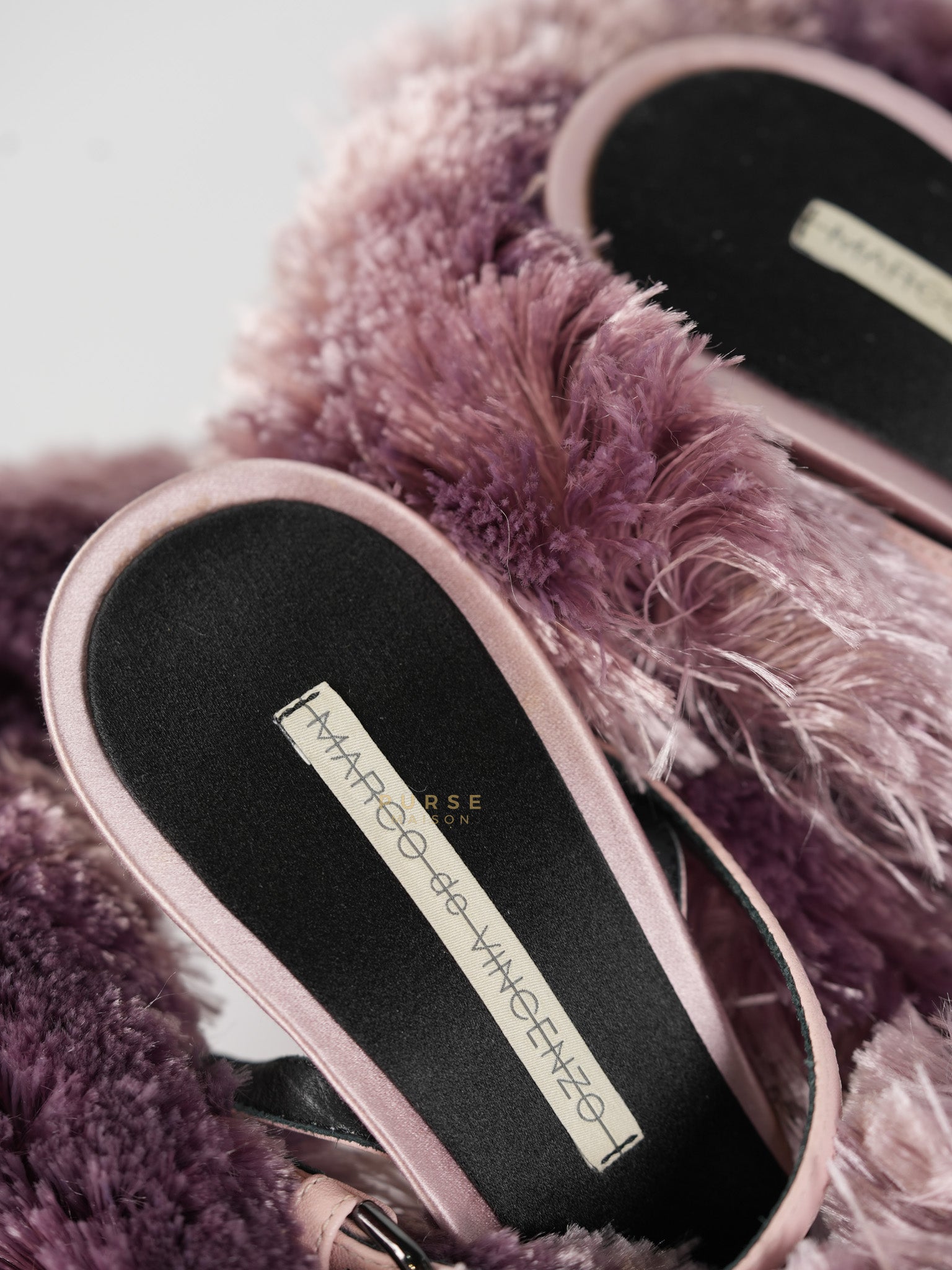 Satin Furr in Pink Fringed Slingback Heels Size 35 Eu (22 cm) | Purse Maison Luxury Bags Shop