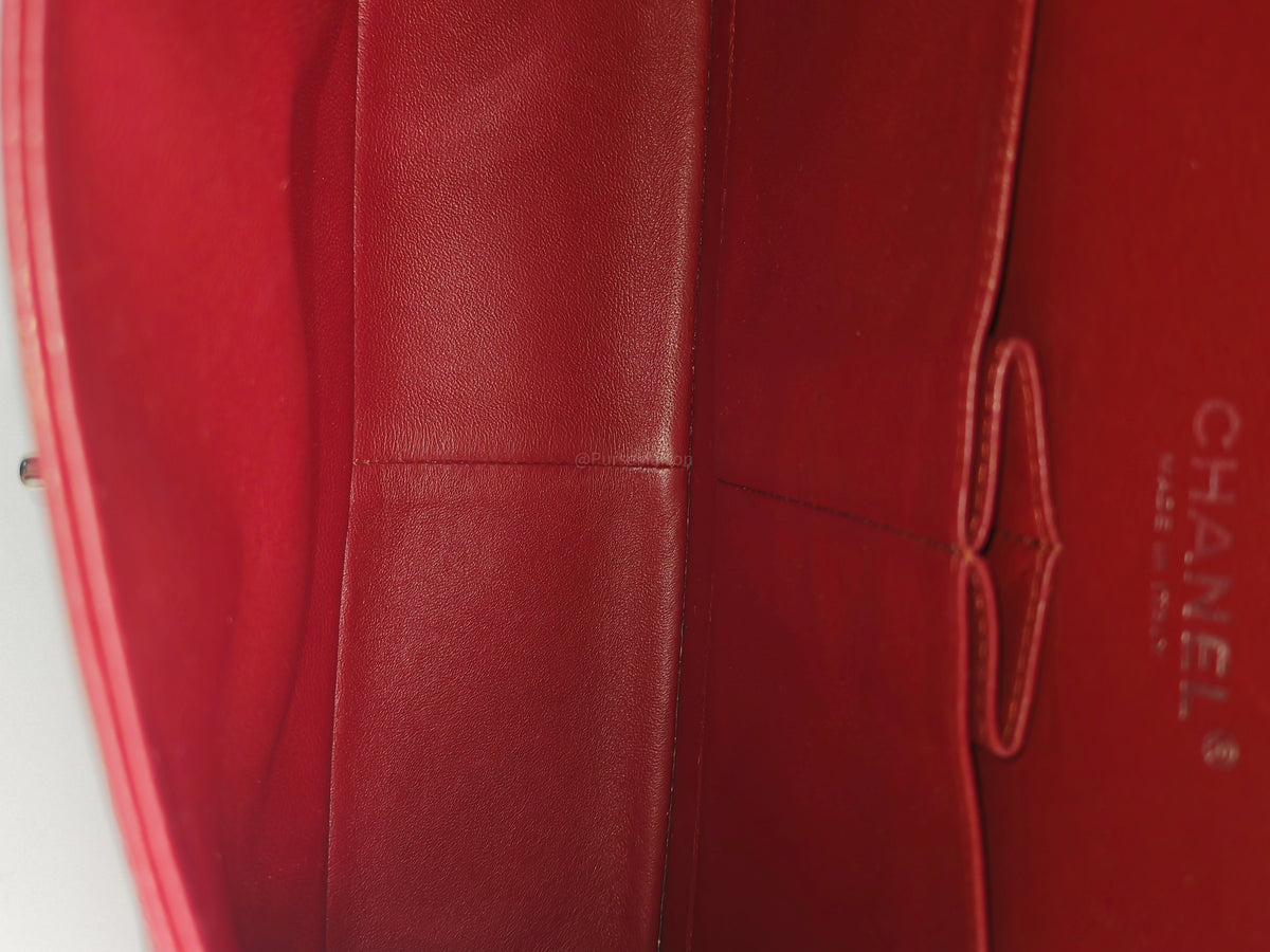 Chanel Classic Double Flap Jumbo in Red Quilted Caviar Leather and Silver Hardware Series 16