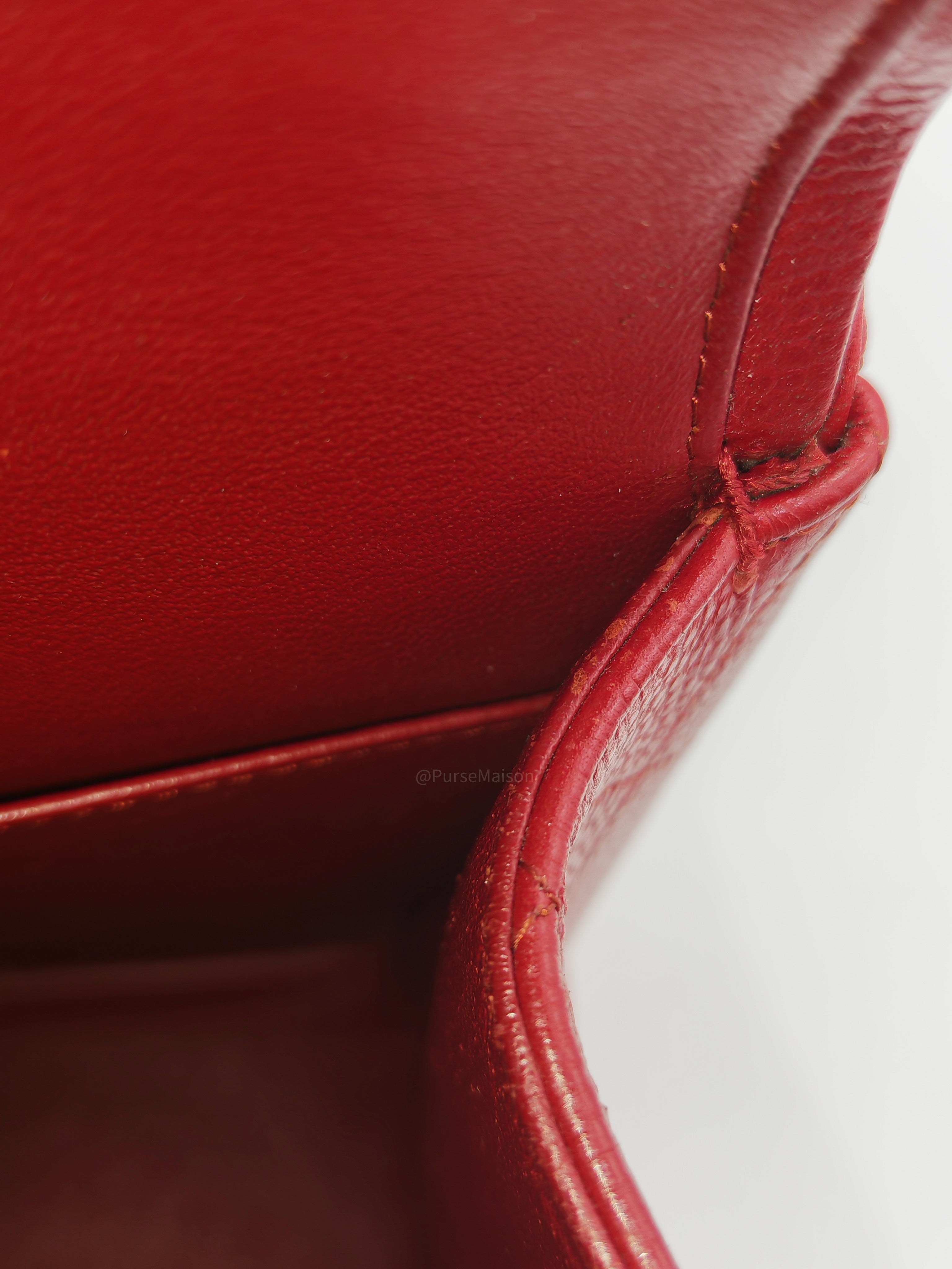 Chanel Classic Double Flap Jumbo in Red Quilted Caviar Leather and Silver Hardware Series 16