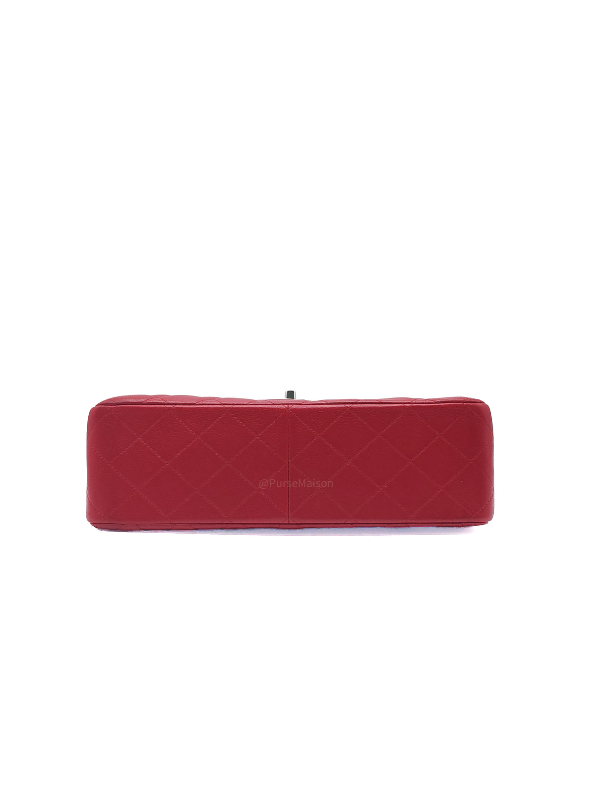 Chanel Classic Double Flap Jumbo in Red Quilted Caviar Leather and Silver Hardware Series 16