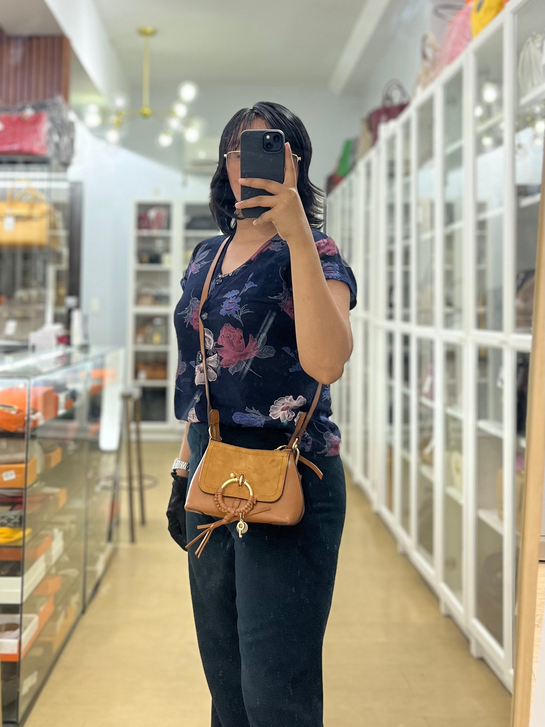 See By Chloe Joan Mini Shoulder Bag in Brown & Gold Hardware | Purse Maison Luxury Bags Shop