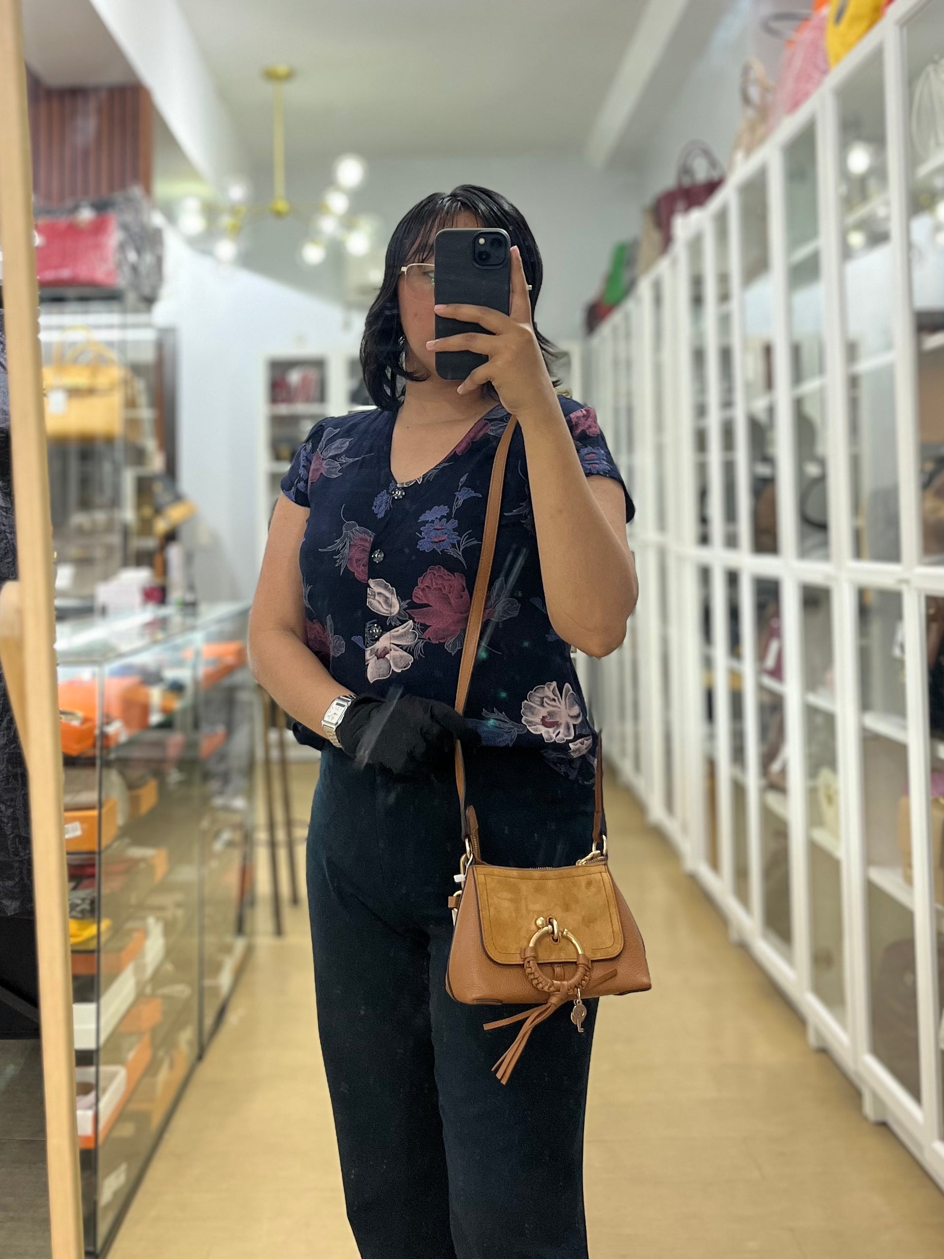 See By Chloe Joan Mini Shoulder Bag in Brown & Gold Hardware | Purse Maison Luxury Bags Shop