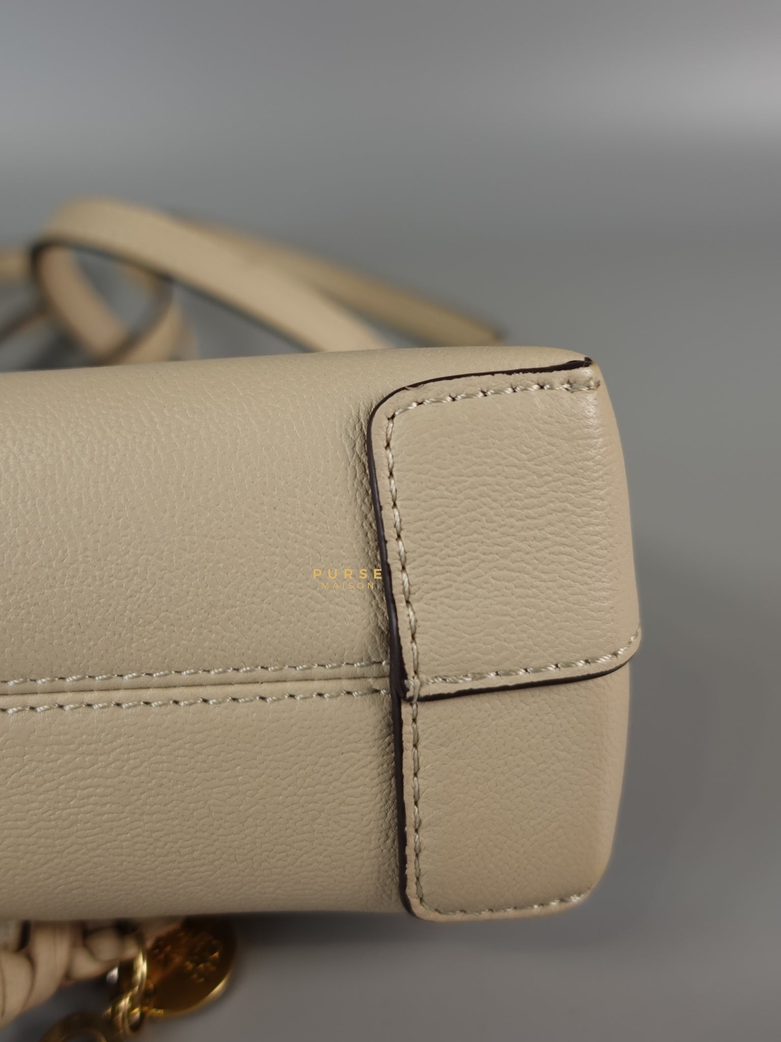 See Mini Beige Leather Shoulder Bag | Purse Maison Luxury Bags Shop