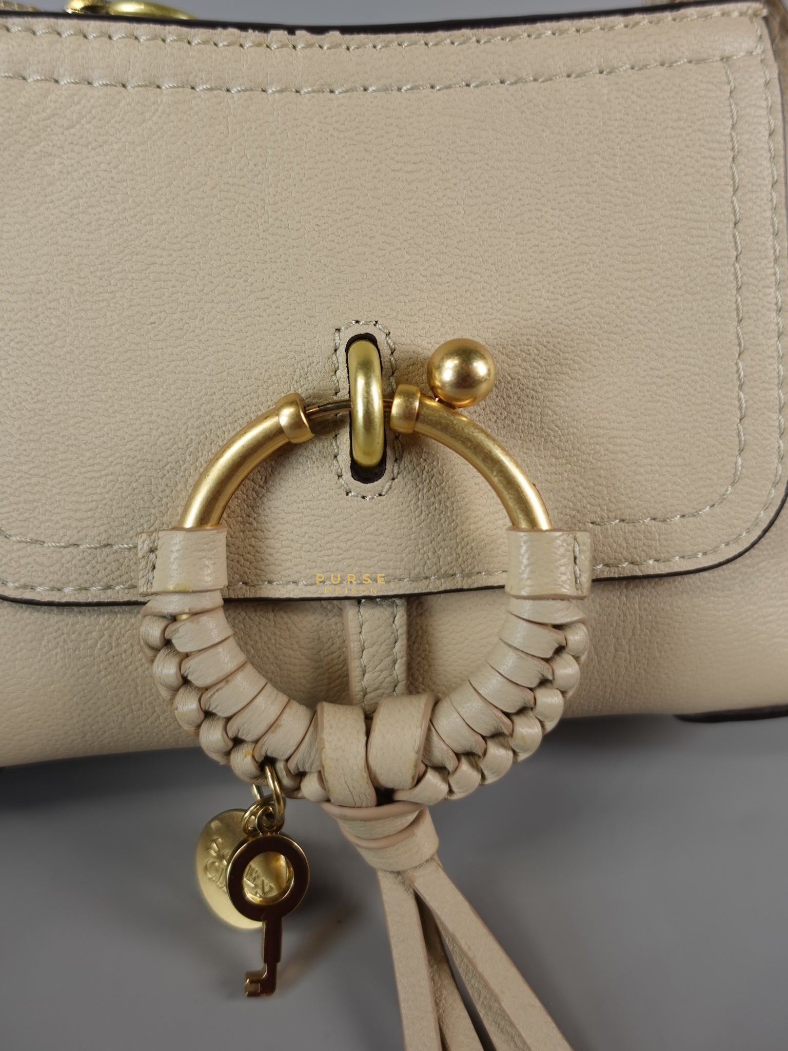 See Mini Beige Leather Shoulder Bag | Purse Maison Luxury Bags Shop
