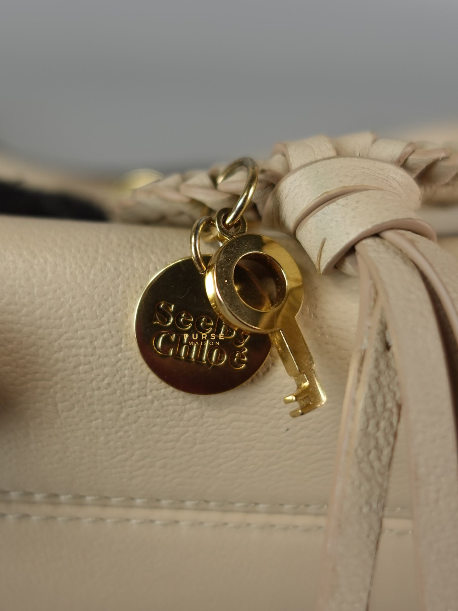 See Mini Beige Leather Shoulder Bag | Purse Maison Luxury Bags Shop