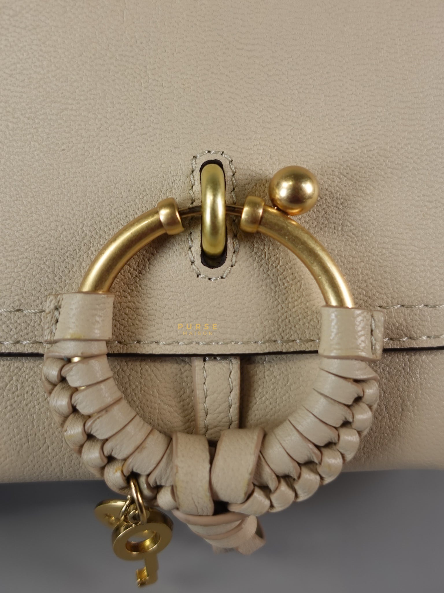 See Mini Beige Leather Shoulder Bag | Purse Maison Luxury Bags Shop