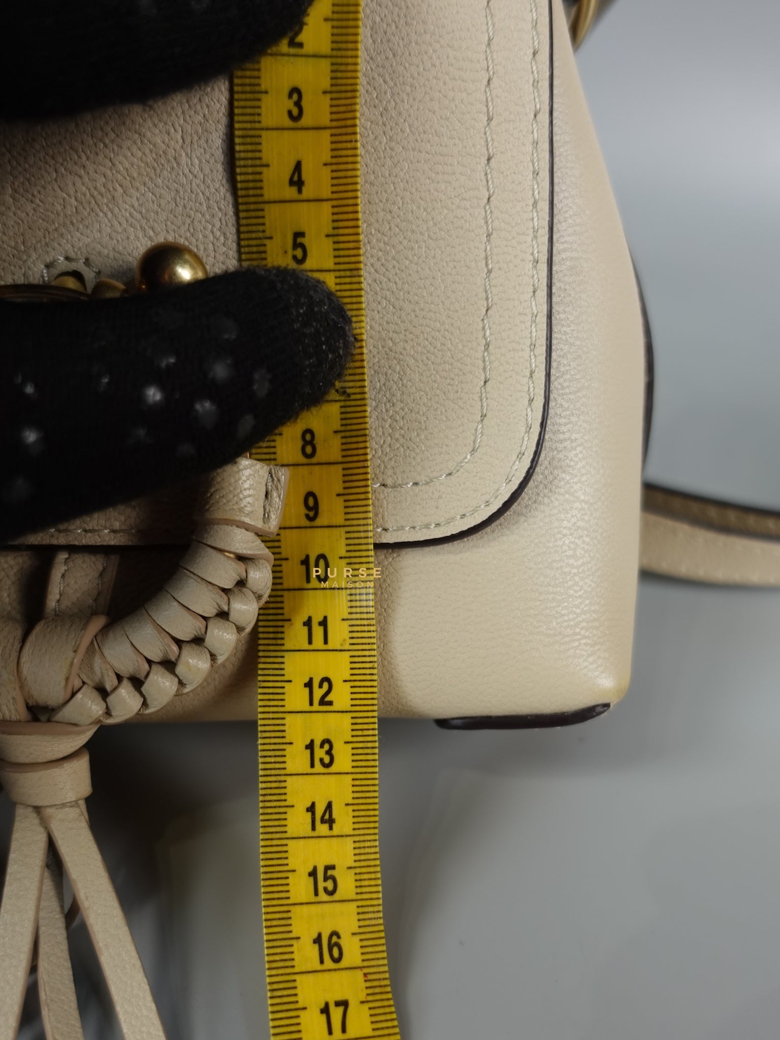 See Mini Beige Leather Shoulder Bag | Purse Maison Luxury Bags Shop