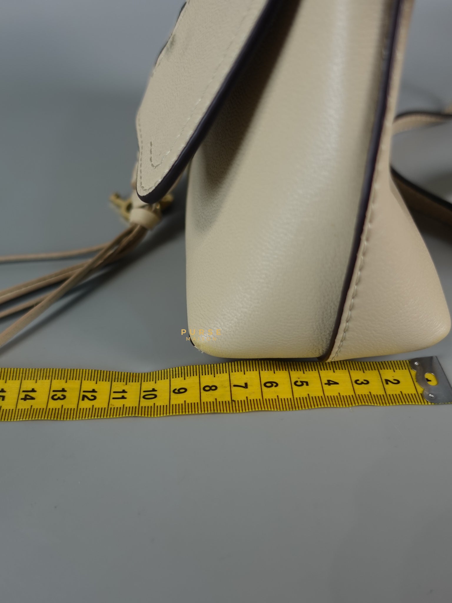 See Mini Beige Leather Shoulder Bag | Purse Maison Luxury Bags Shop