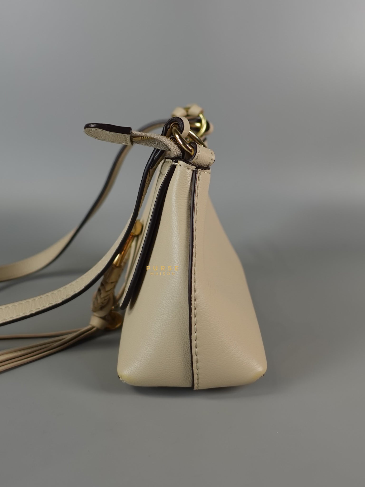 See Mini Beige Leather Shoulder Bag | Purse Maison Luxury Bags Shop