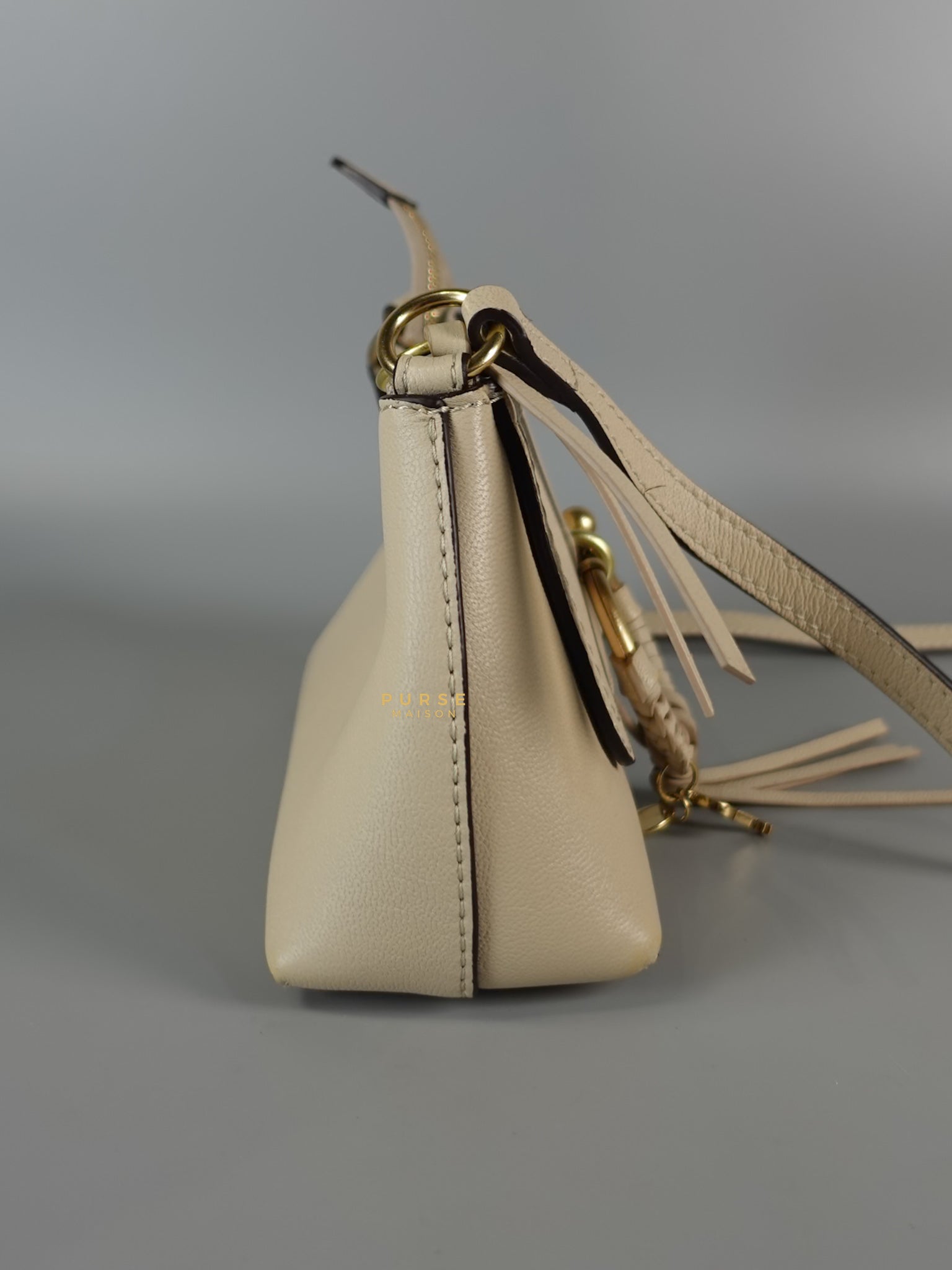 See Mini Beige Leather Shoulder Bag | Purse Maison Luxury Bags Shop