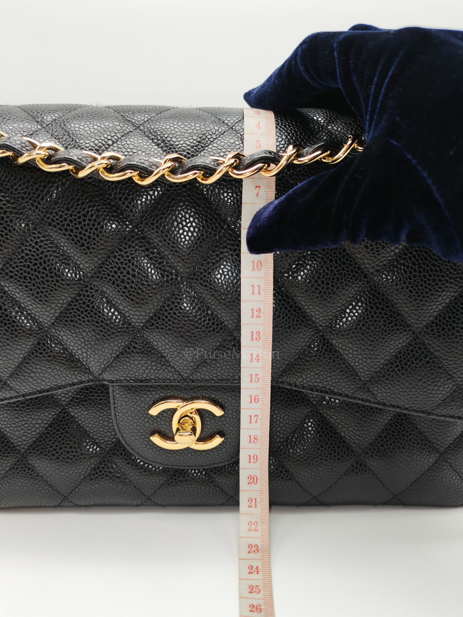 Classic Double Flap Jumbo In Black Quilted Caviar Leather & Gold Hardware Series 22