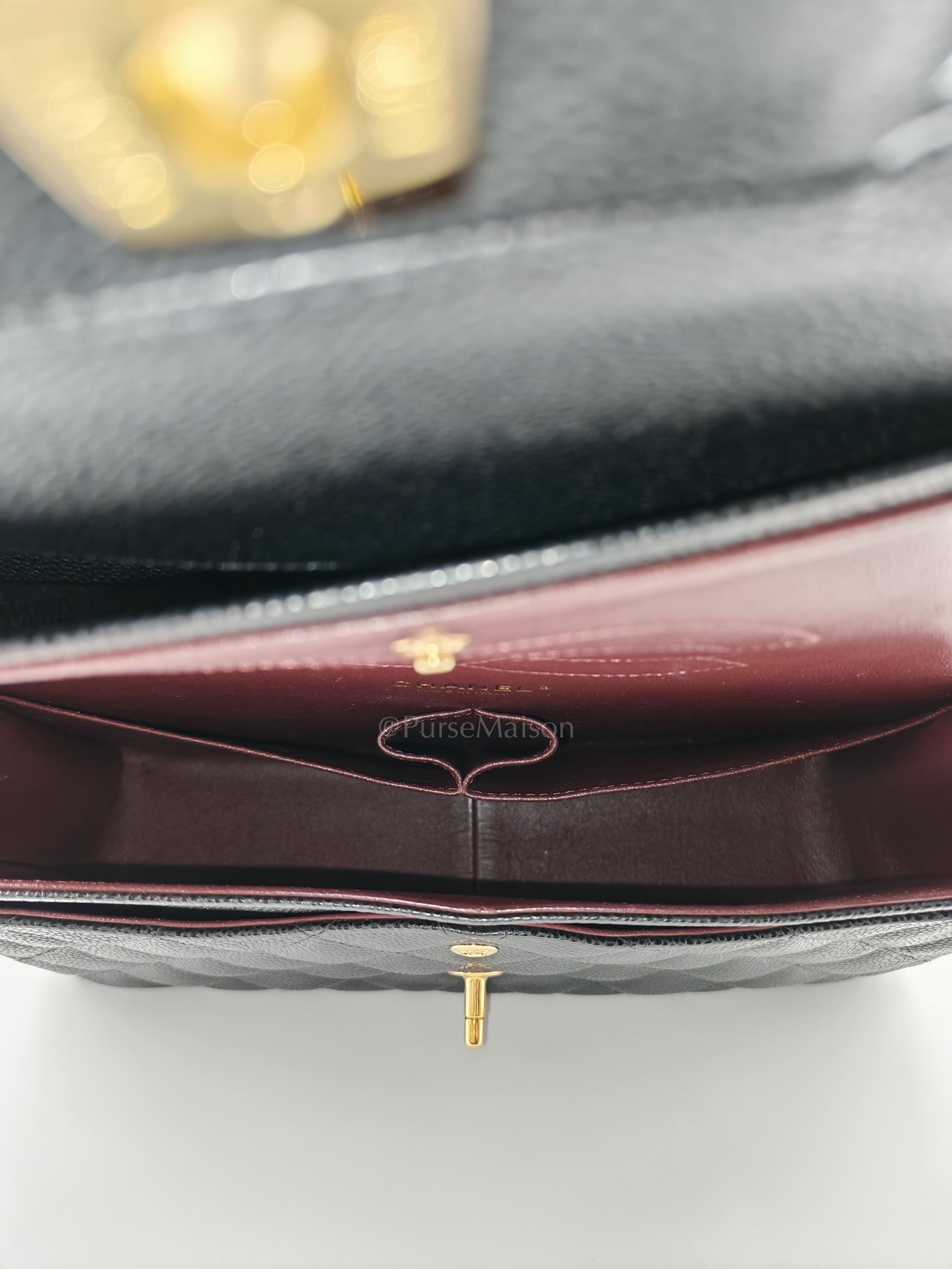 Classic Double Flap Jumbo In Black Quilted Caviar Leather & Gold Hardware Series 22
