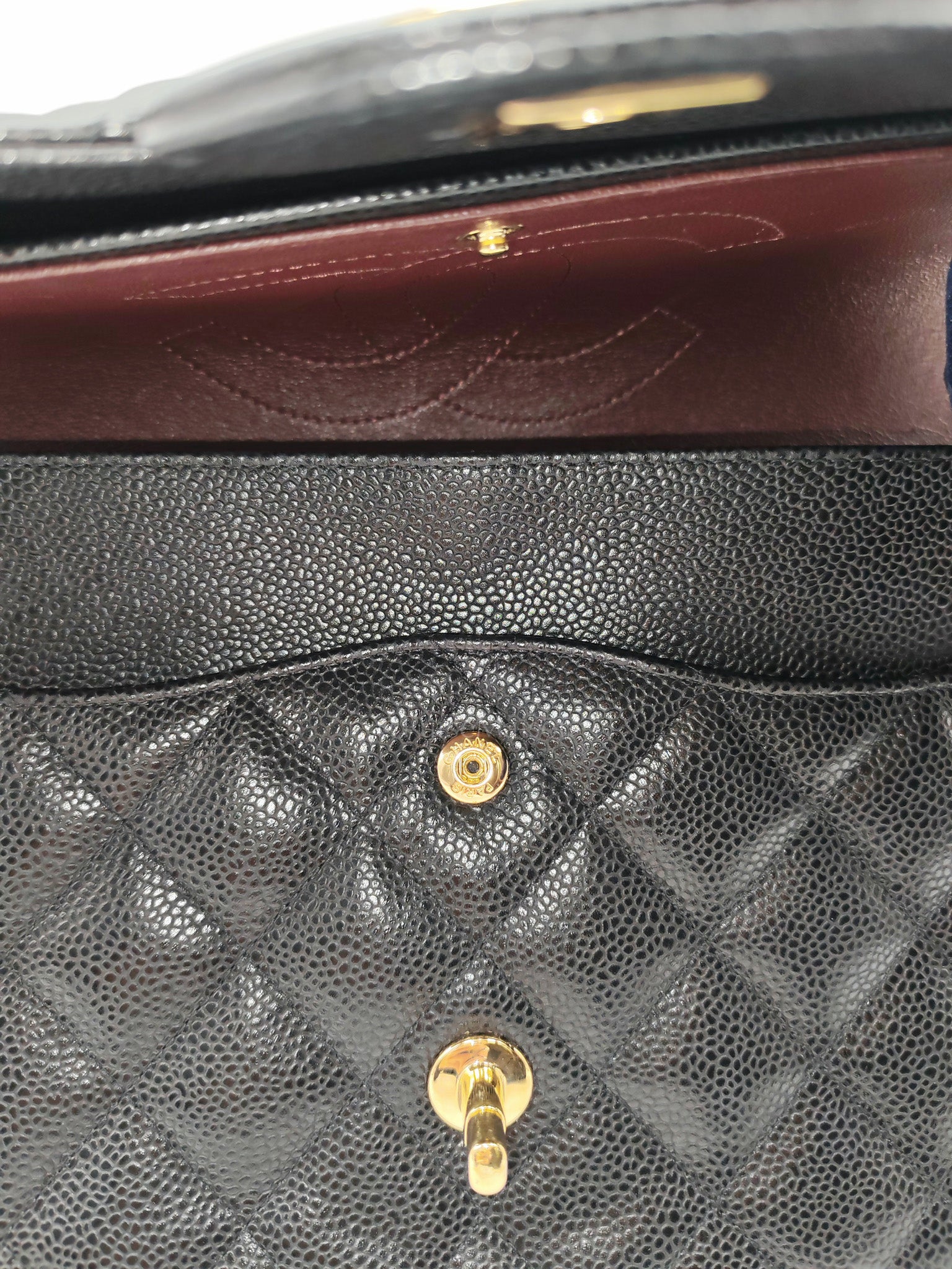 Classic Double Flap Jumbo In Black Quilted Caviar Leather & Gold Hardware Series 22