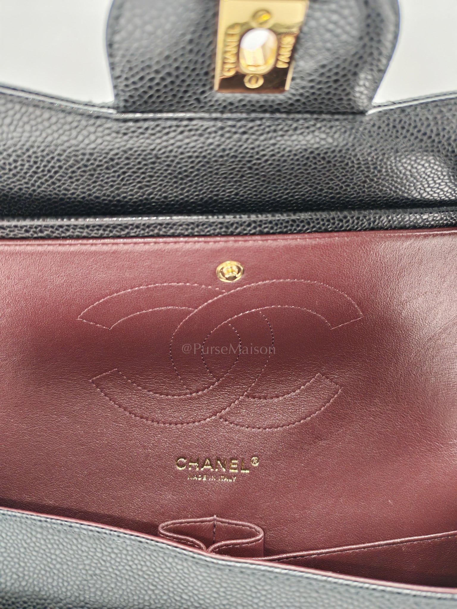 Classic Double Flap Jumbo In Black Quilted Caviar Leather & Gold Hardware Series 22