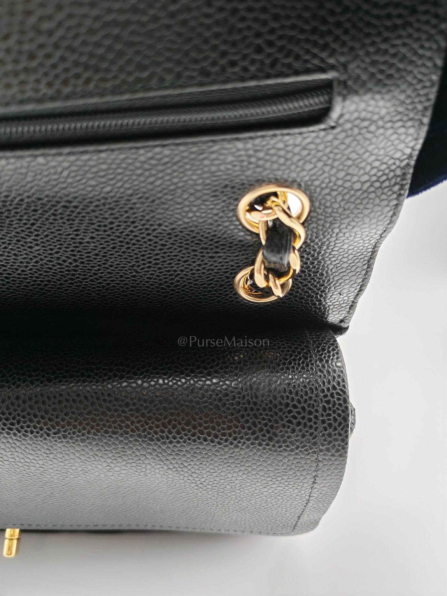 Classic Double Flap Jumbo In Black Quilted Caviar Leather & Gold Hardware Series 22