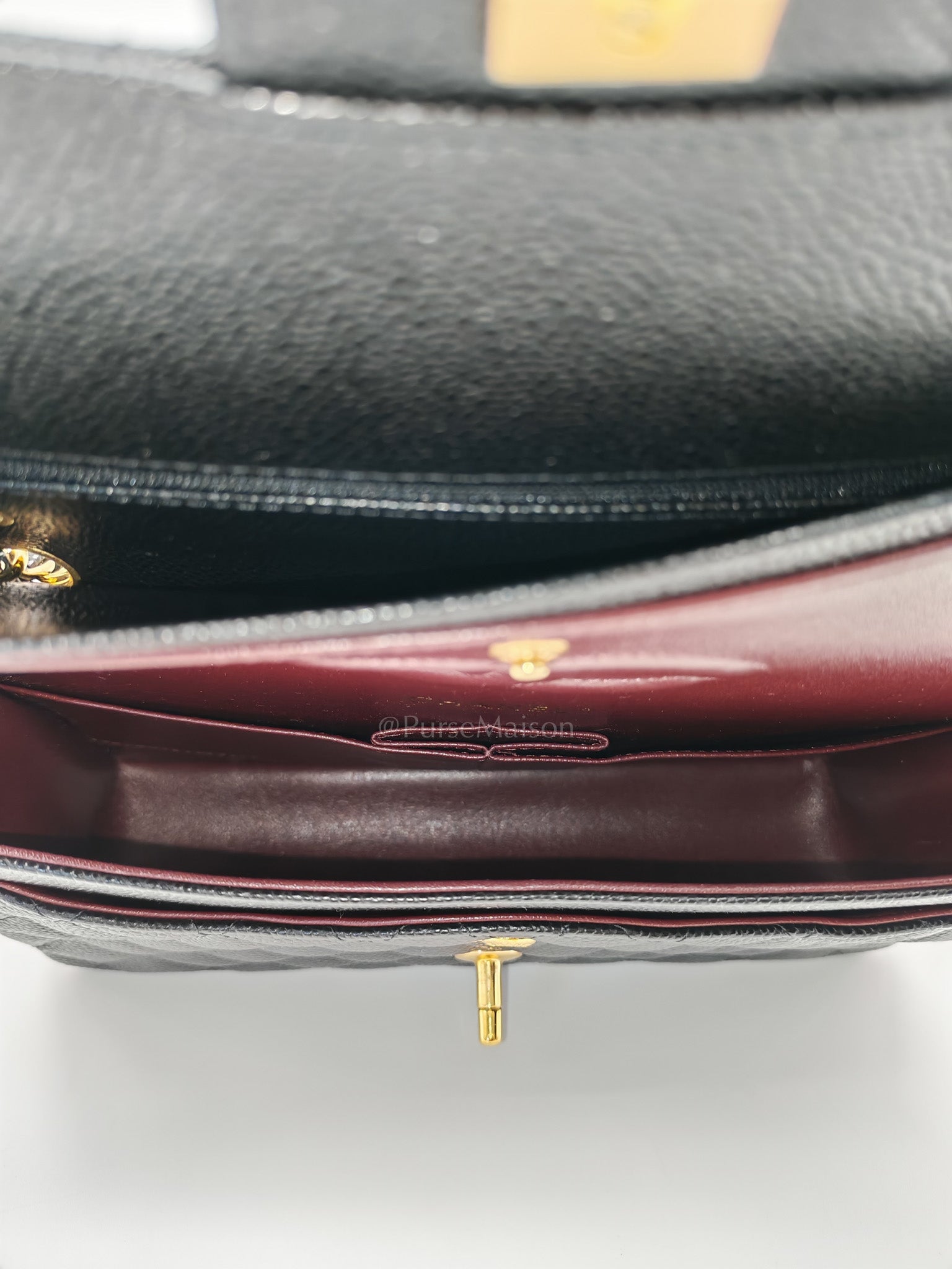 Classic Double Flap Medium in Black Quilted Caviar Leather and Gold Hardware Series 28