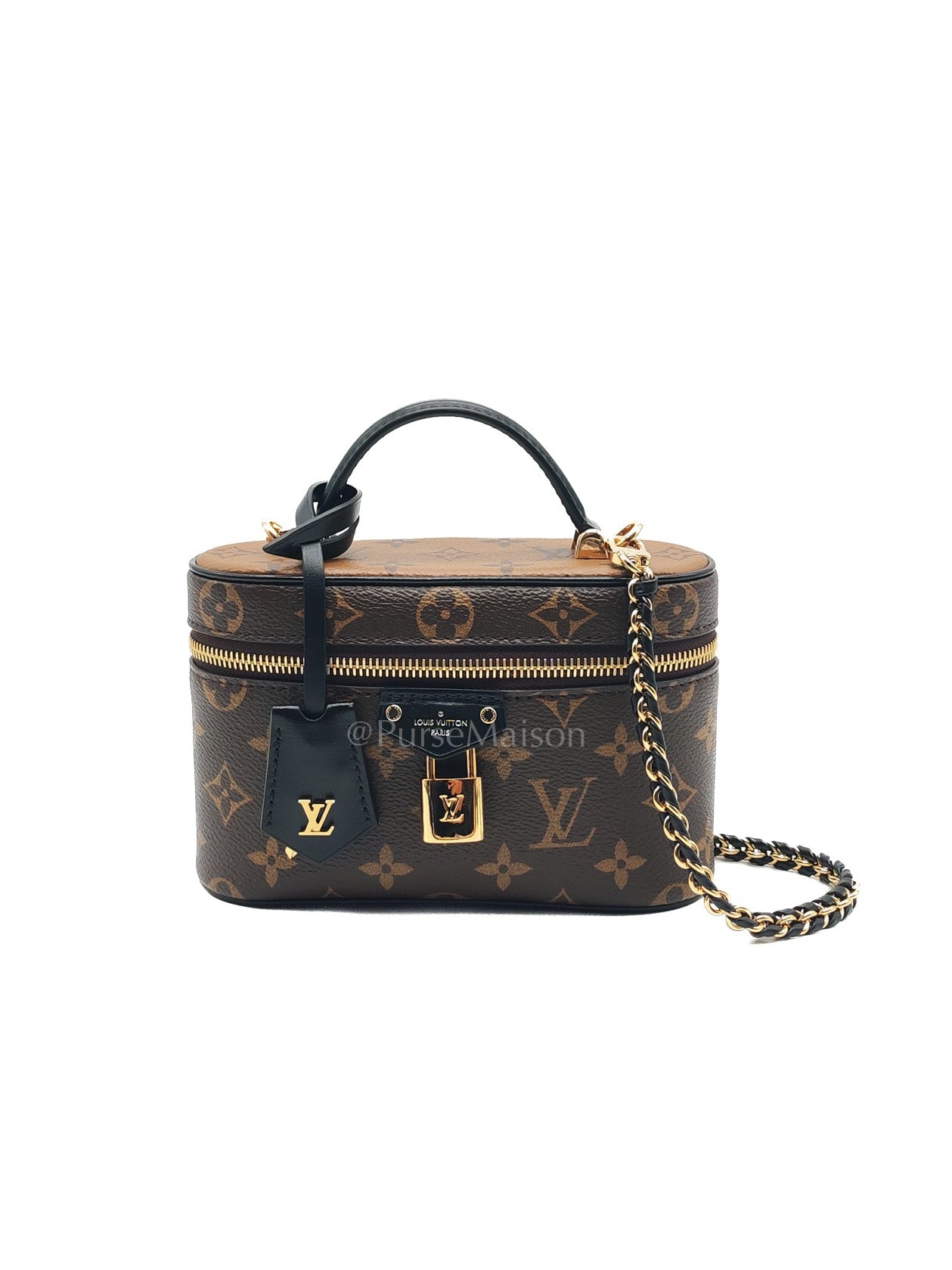 Long Vanity Chain Pouch in Reverse Monogram Canvas Shoulder Bag (Microchip)