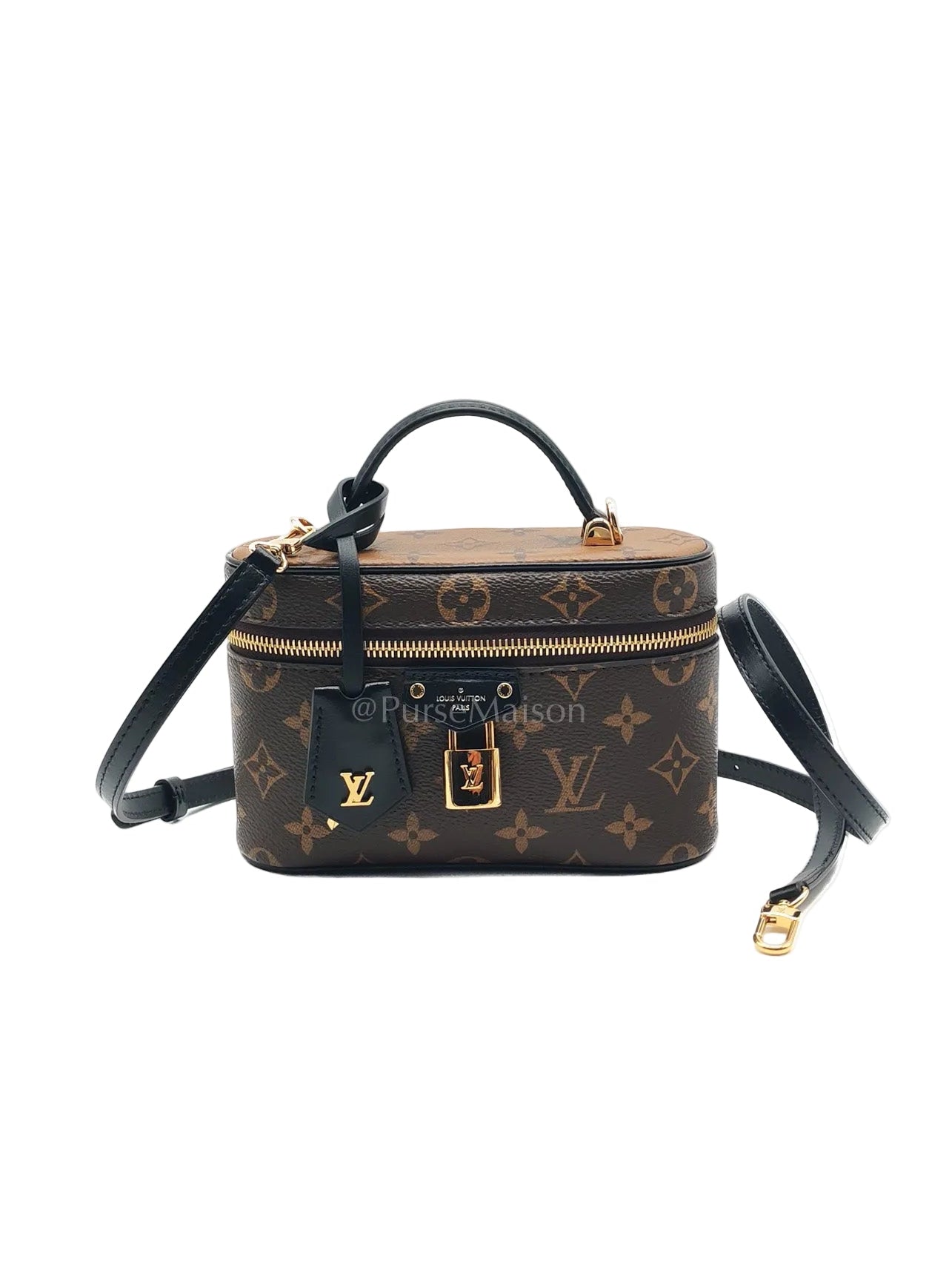 Long Vanity Chain Pouch in Reverse Monogram Canvas Shoulder Bag (Microchip)