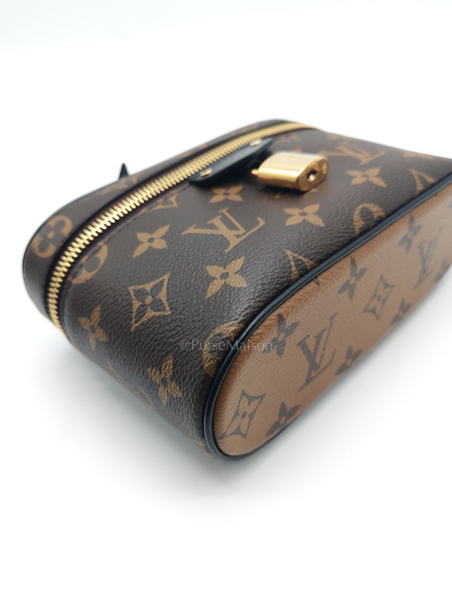 Long Vanity Chain Pouch in Reverse Monogram Canvas Shoulder Bag (Microchip)