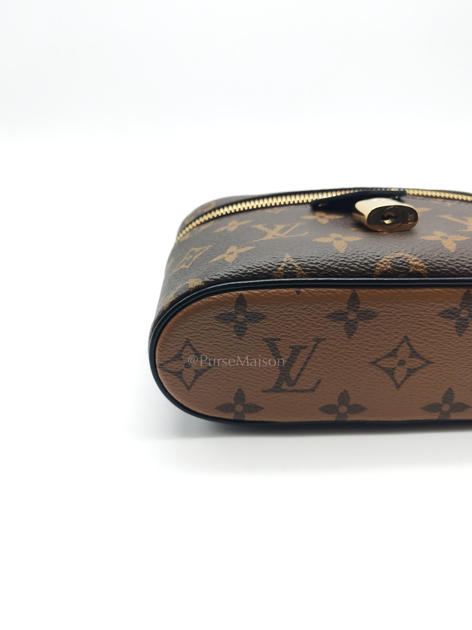 Long Vanity Chain Pouch in Reverse Monogram Canvas Shoulder Bag (Microchip)