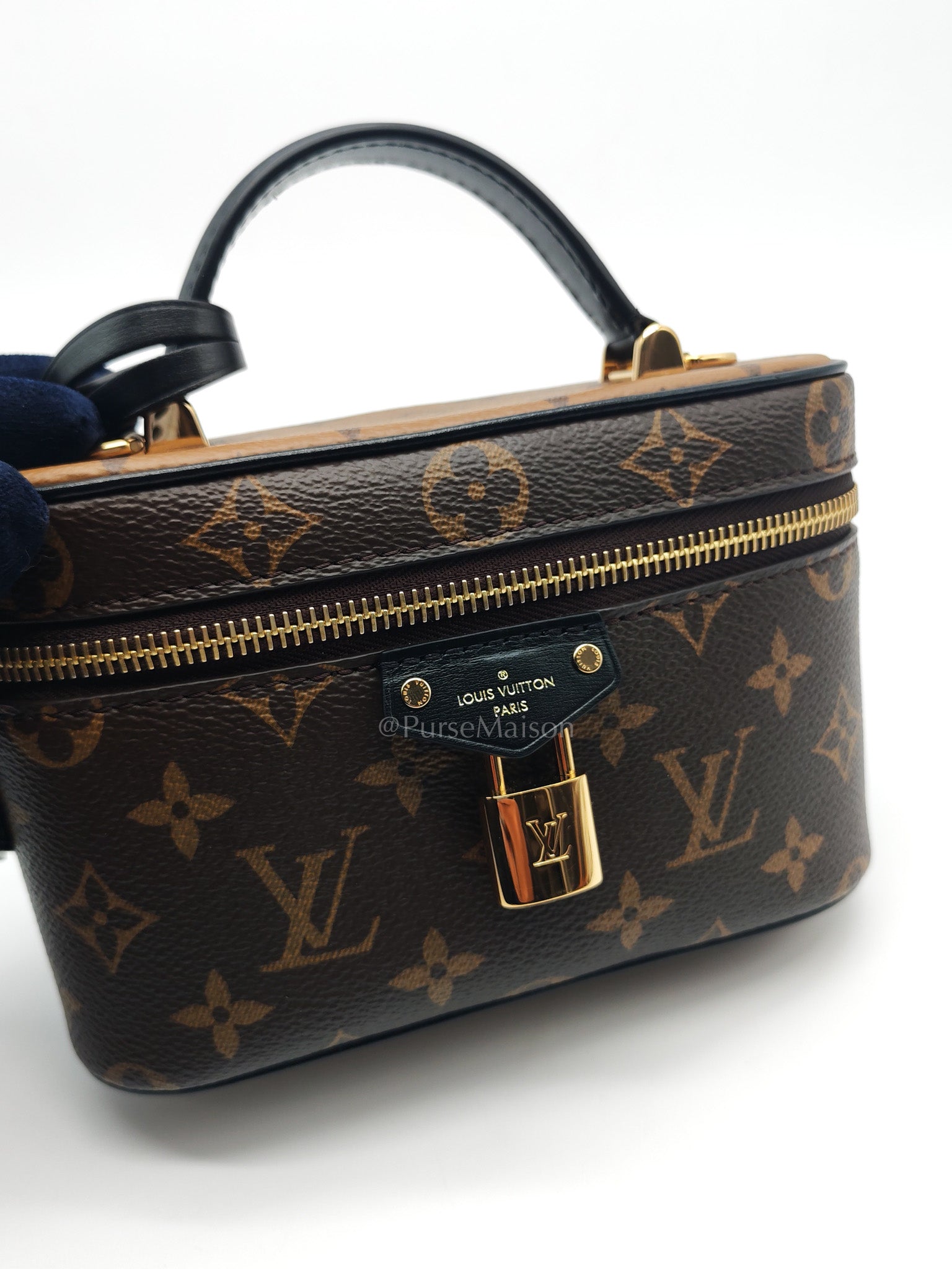 Long Vanity Chain Pouch in Reverse Monogram Canvas Shoulder Bag (Microchip)