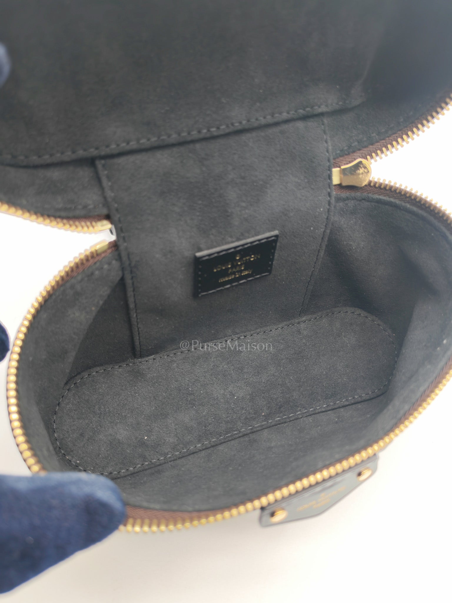 Long Vanity Chain Pouch in Reverse Monogram Canvas Shoulder Bag (Microchip)