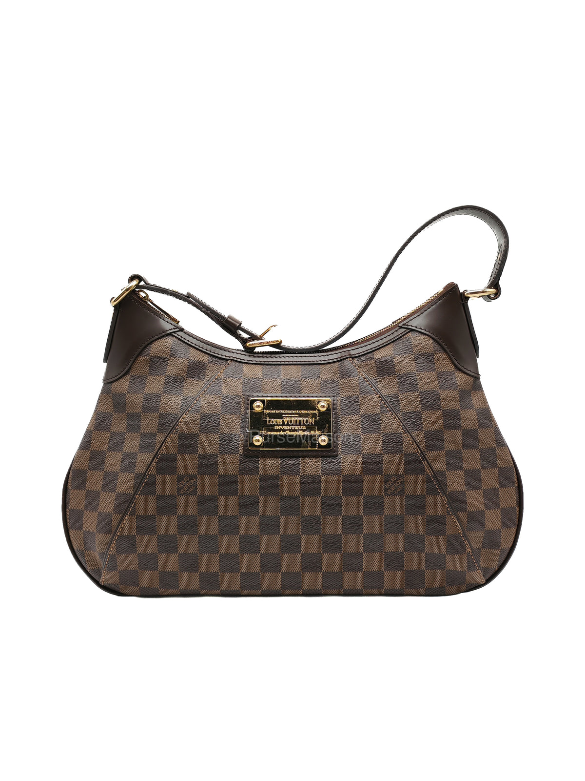 Louis Vuitton Thames PM Shoulder Bag in Damier Ebene Canvas and Gold Hardware (Datecode: MI0079)