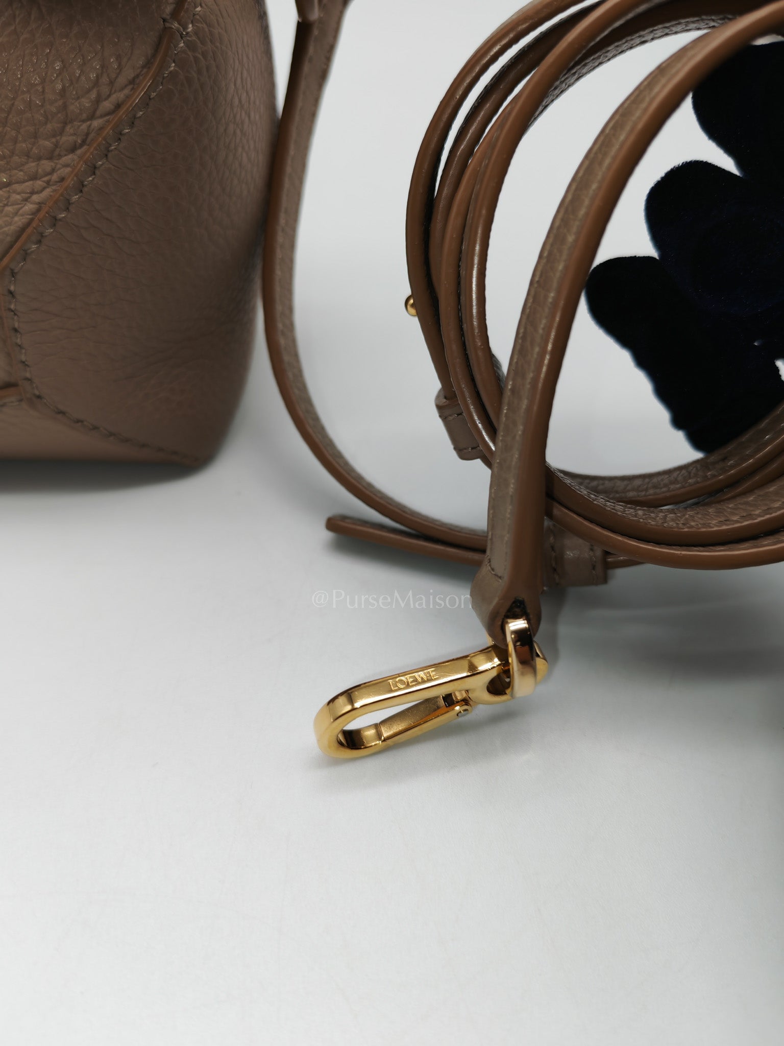 Loewe Puzzle Edge Bag in Dark Beige Soft Grained Calfskin Leather and Gold Hardware