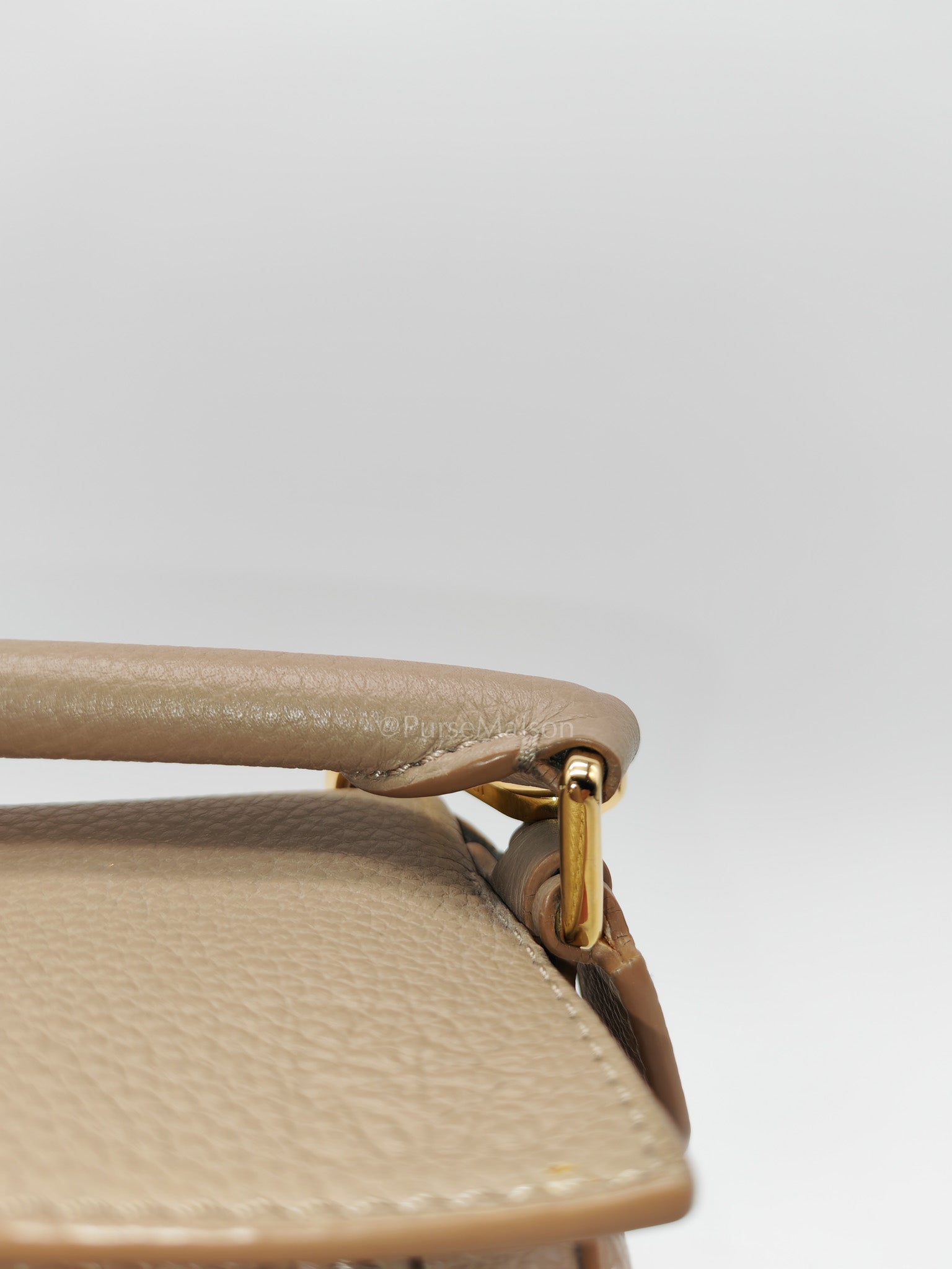 Loewe Puzzle Edge Bag in Dark Beige Soft Grained Calfskin Leather and Gold Hardware