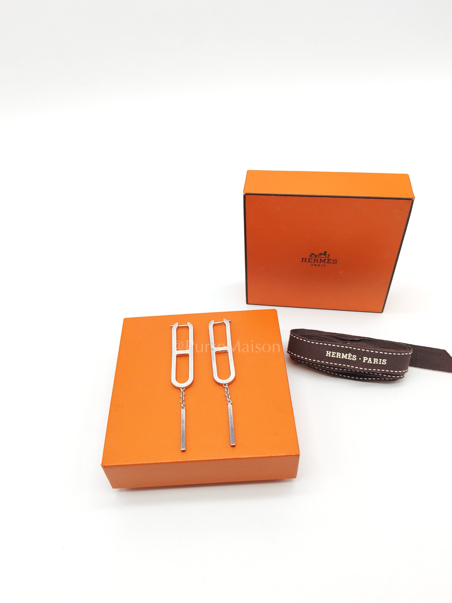 Ever Chaine D “Ancre H Drop Silver Earings