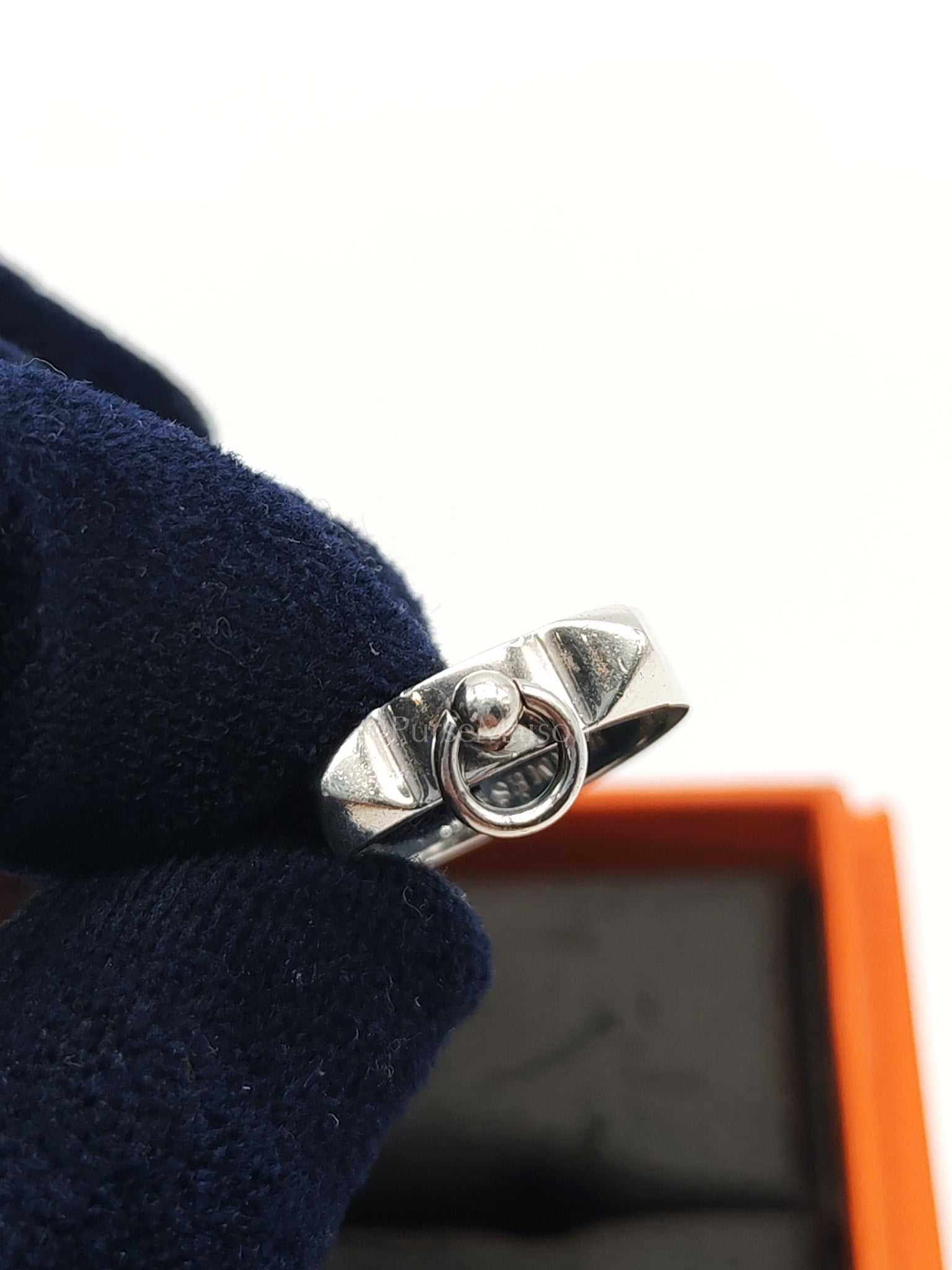 Sterling Silver Collier De Chien Ring Size 55