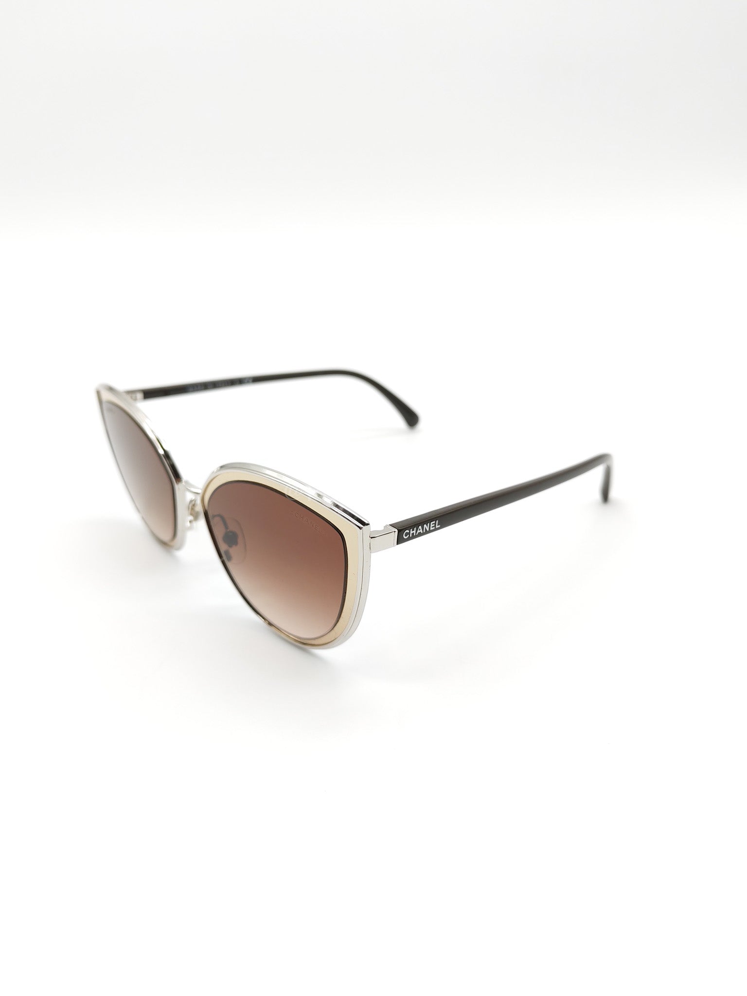 Silver Metal Cat-Eye Sunglasses 4222 | Purse Maison Luxury Bags Shop