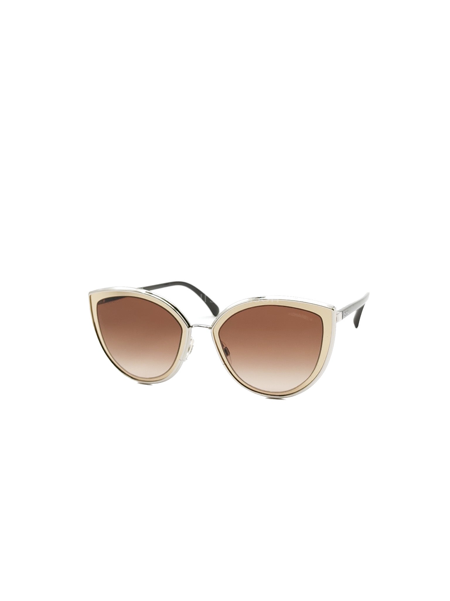 Silver Metal Cat-Eye Sunglasses 4222 | Purse Maison Luxury Bags Shop