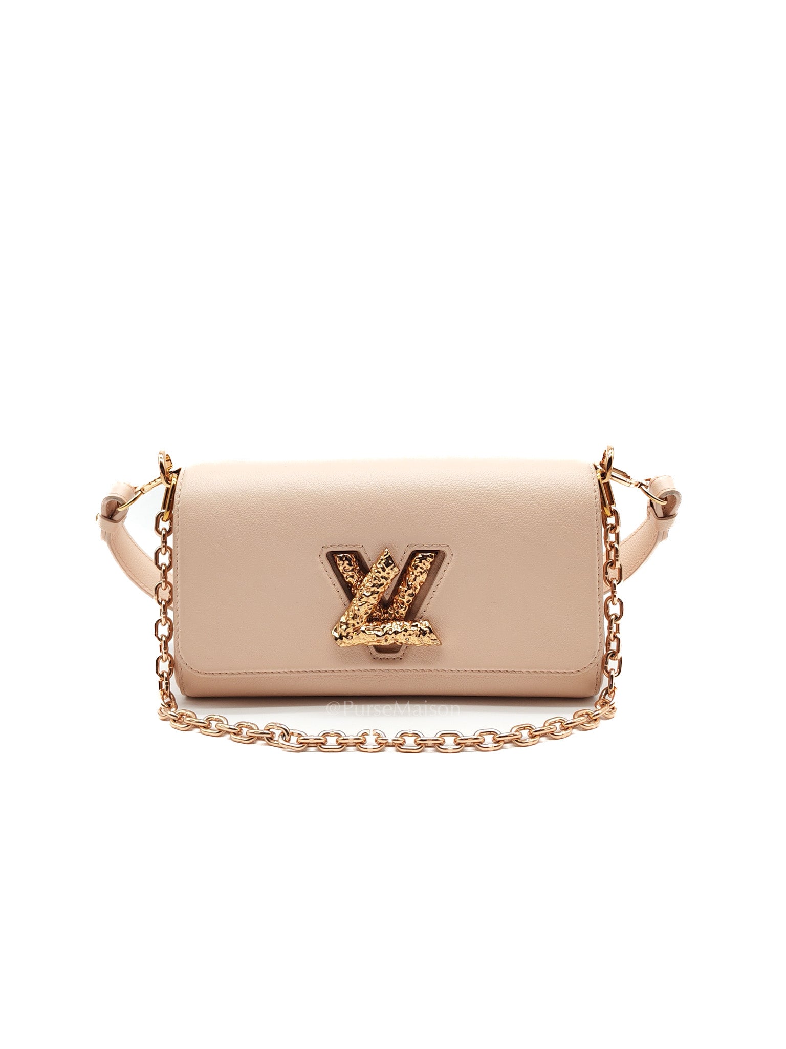Twist East West in Rose Ballerine Grained Leather Rosegold Hardware Shoulder Bag