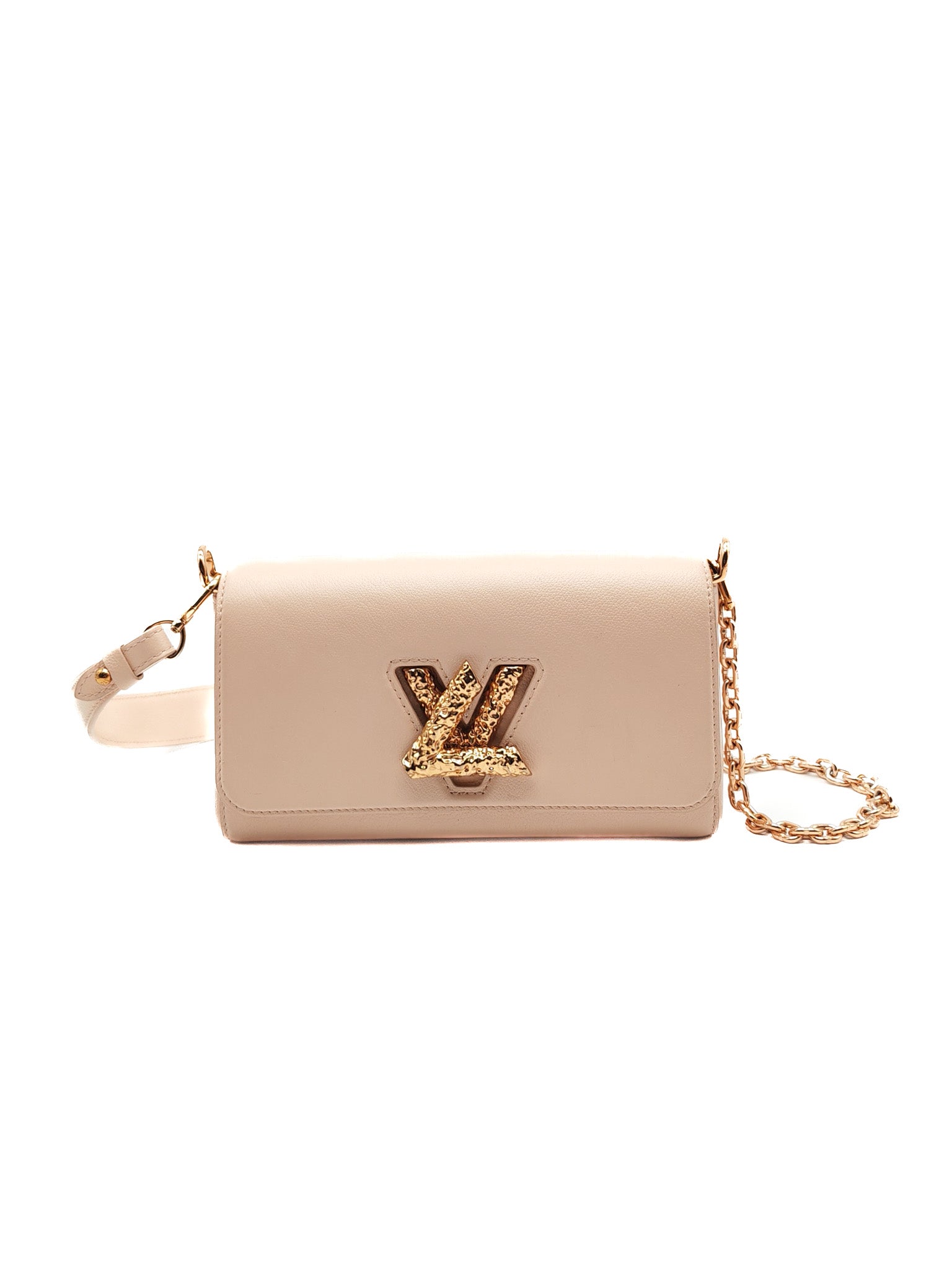 Twist East West in Rose Ballerine Grained Leather Rosegold Hardware Shoulder Bag