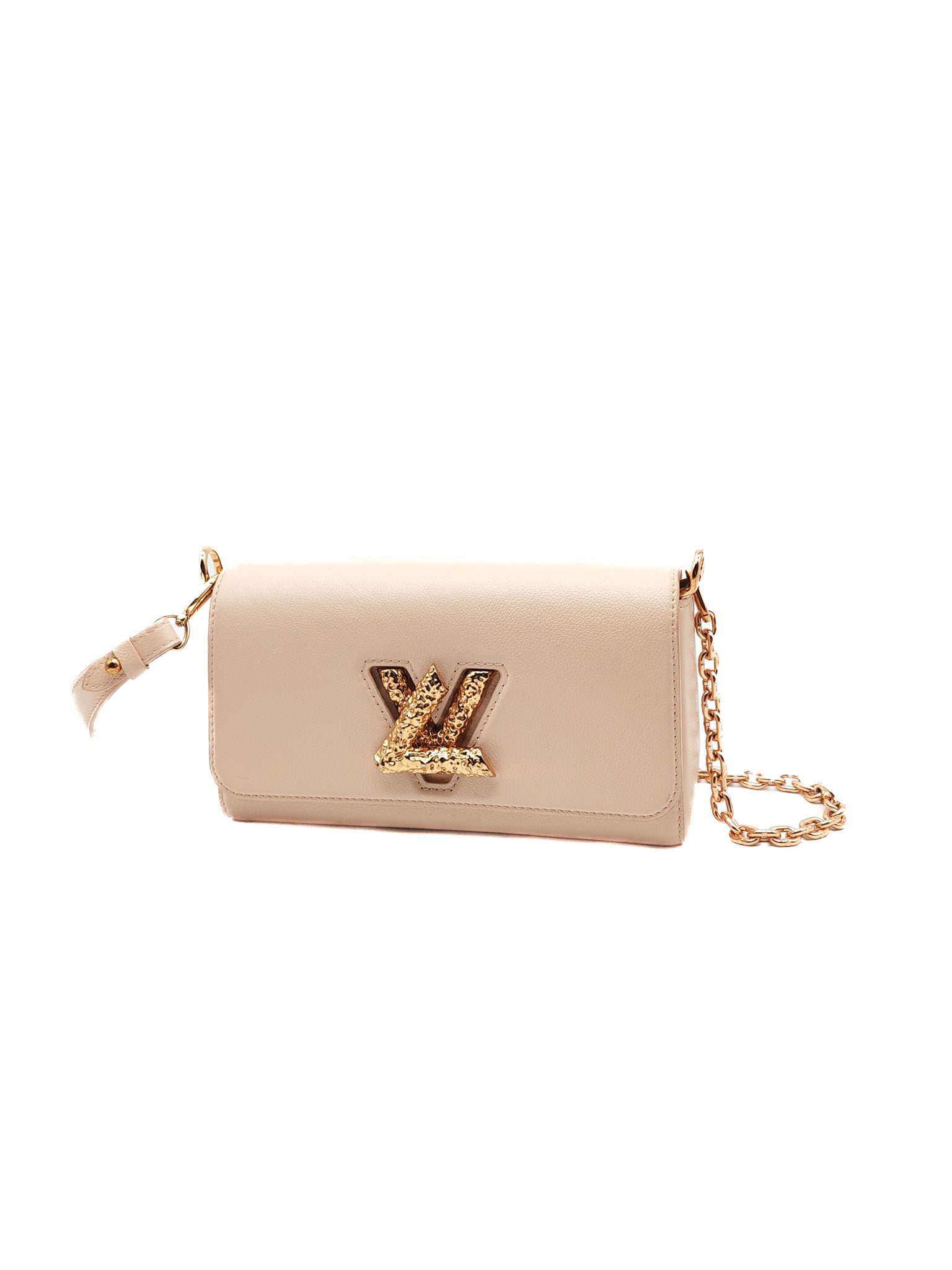 Twist East West in Rose Ballerine Grained Leather Rosegold Hardware Shoulder Bag