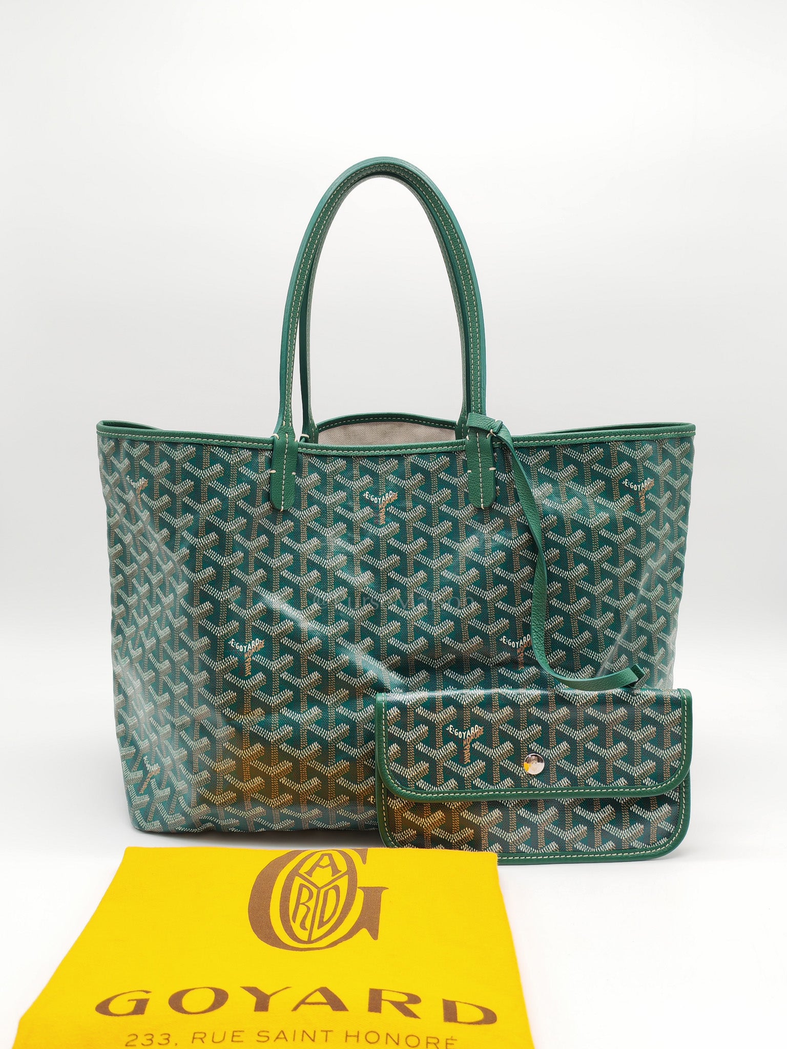 Saint Louis PM in Green Goyardine Canvas Tote Bag